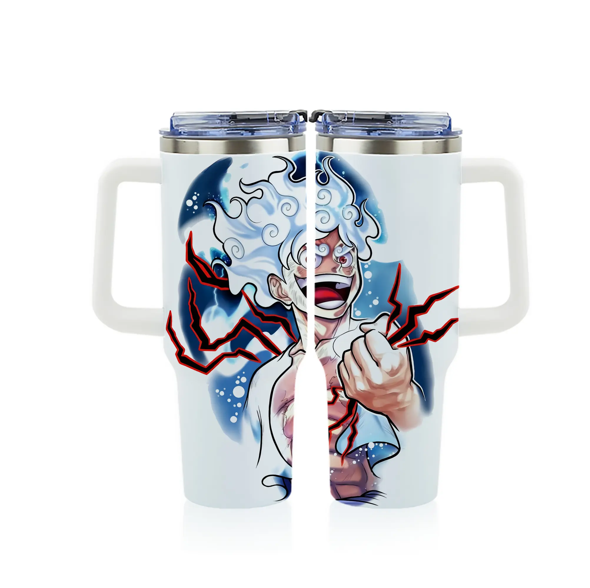 ワンピース グッズ モンキー・D・ルフィ - 1200mL フルプリント車用タンブラー ・ 304ステンレス 内側 ・ 201ステンレス 外側 ・ 保温 保冷 ・ 通勤 ドライブ アウトドア用