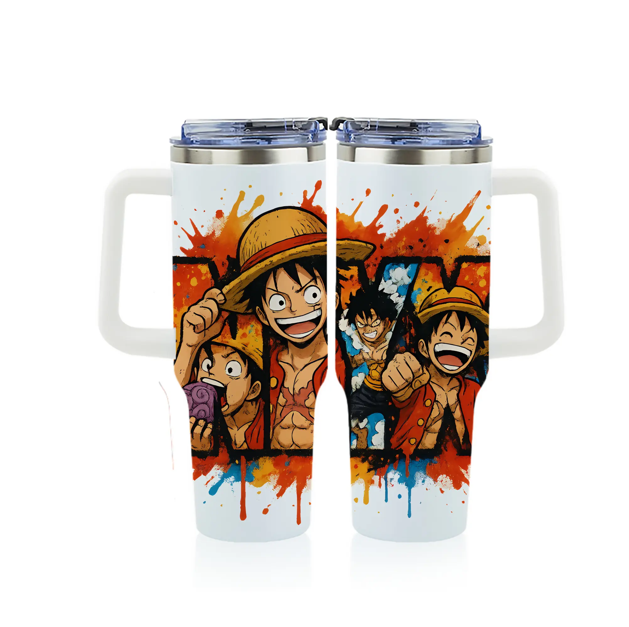 ワンピース グッズ モンキー・D・ルフィ - 1200mL フルプリント車用タンブラー ・ 304ステンレス 内側 ・ 201ステンレス 外側 ・ 保温 保冷 ・ 通勤 ドライブ アウトドア用