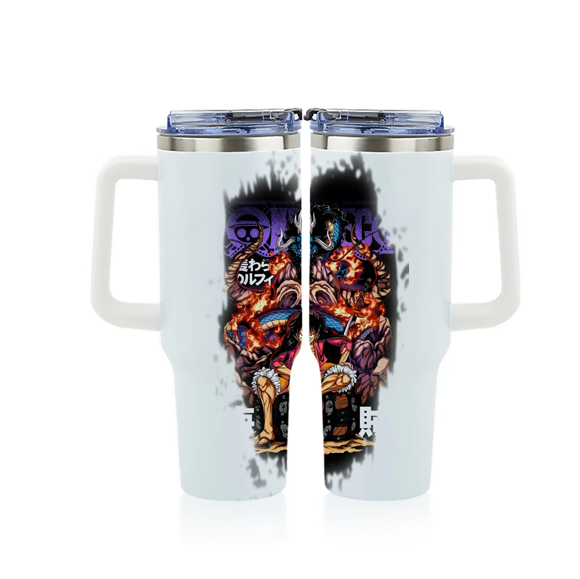 ワンピース グッズ モンキー・D・ルフィ - 1200mL フルプリント車用タンブラー ・ 304ステンレス 内側 ・ 201ステンレス 外側 ・ 保温 保冷 ・ 通勤 ドライブ アウトドア用