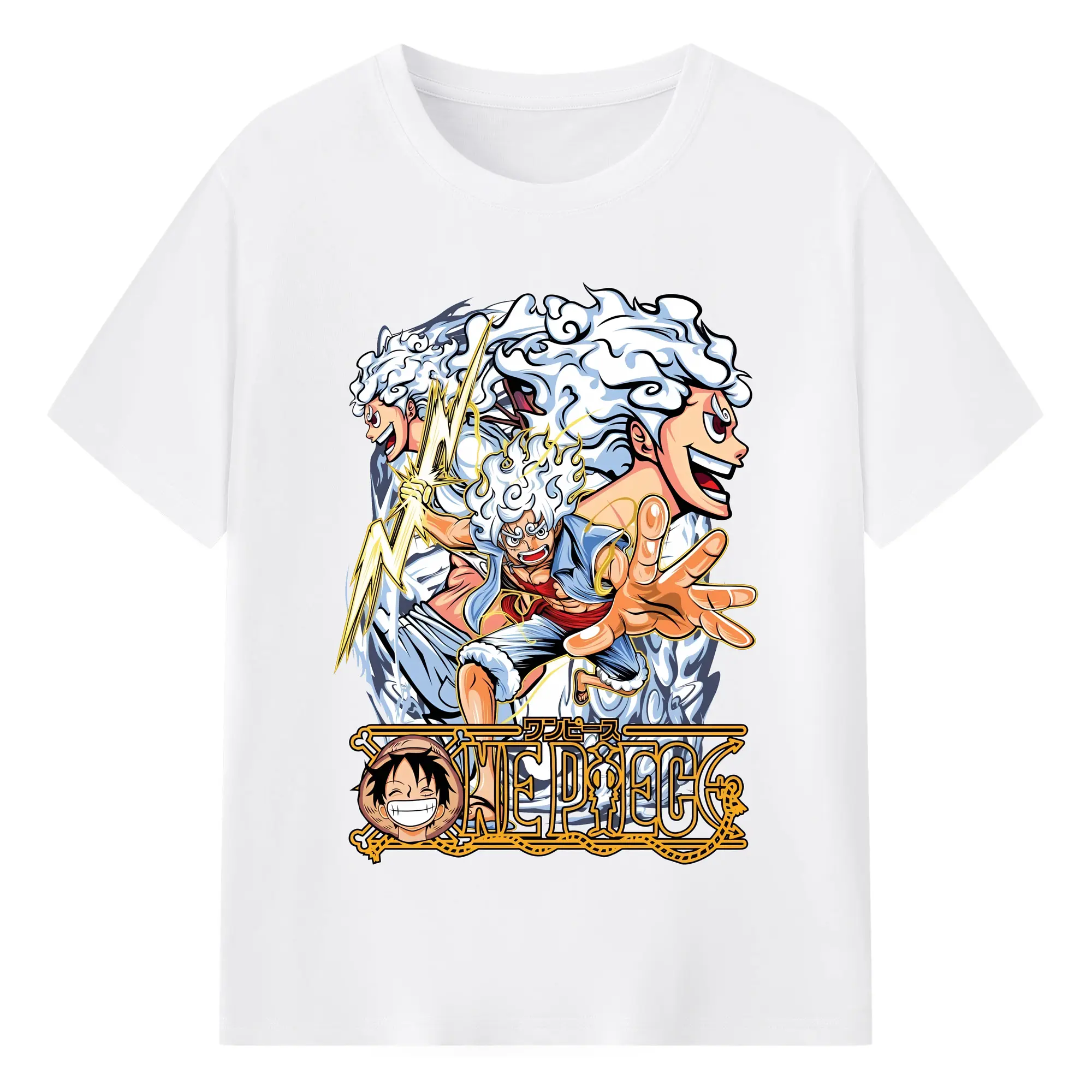 ワンピース グッズ モンキー・D・ルフィ - 綿100％ 半袖Tシャツ ・ フロントプリント ・ 快適 通気性 ・ 日常使い 散歩 スポーツ用