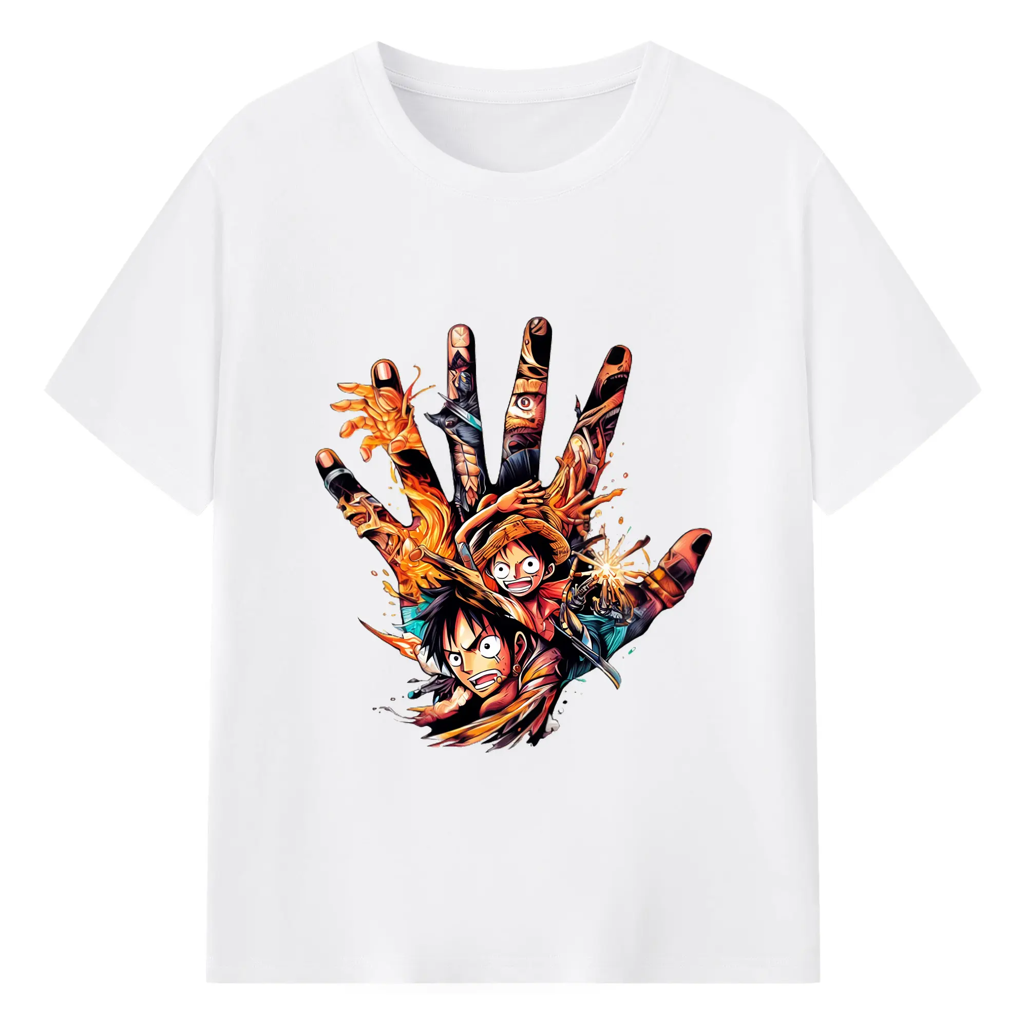 ワンピース グッズ モンキー・D・ルフィ - 綿100％ 半袖Tシャツ ・ フロントプリント ・ 快適 通気性 ・ 日常使い 散歩 スポーツ用