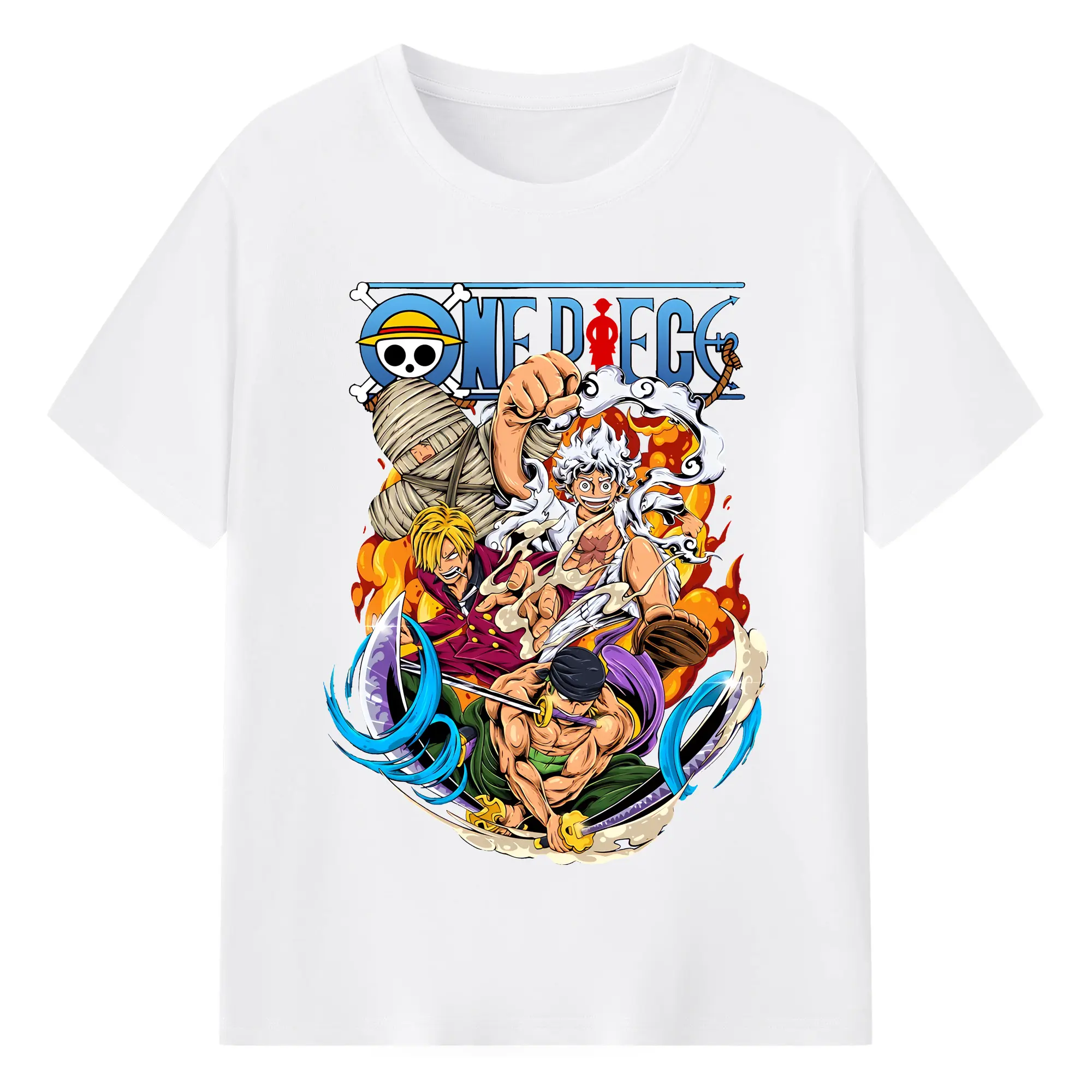 ワンピース グッズ モンキー・D・ルフィ - 綿100％ 半袖Tシャツ ・ フロントプリント ・ 快適 通気性 ・ 日常使い 散歩 スポーツ用