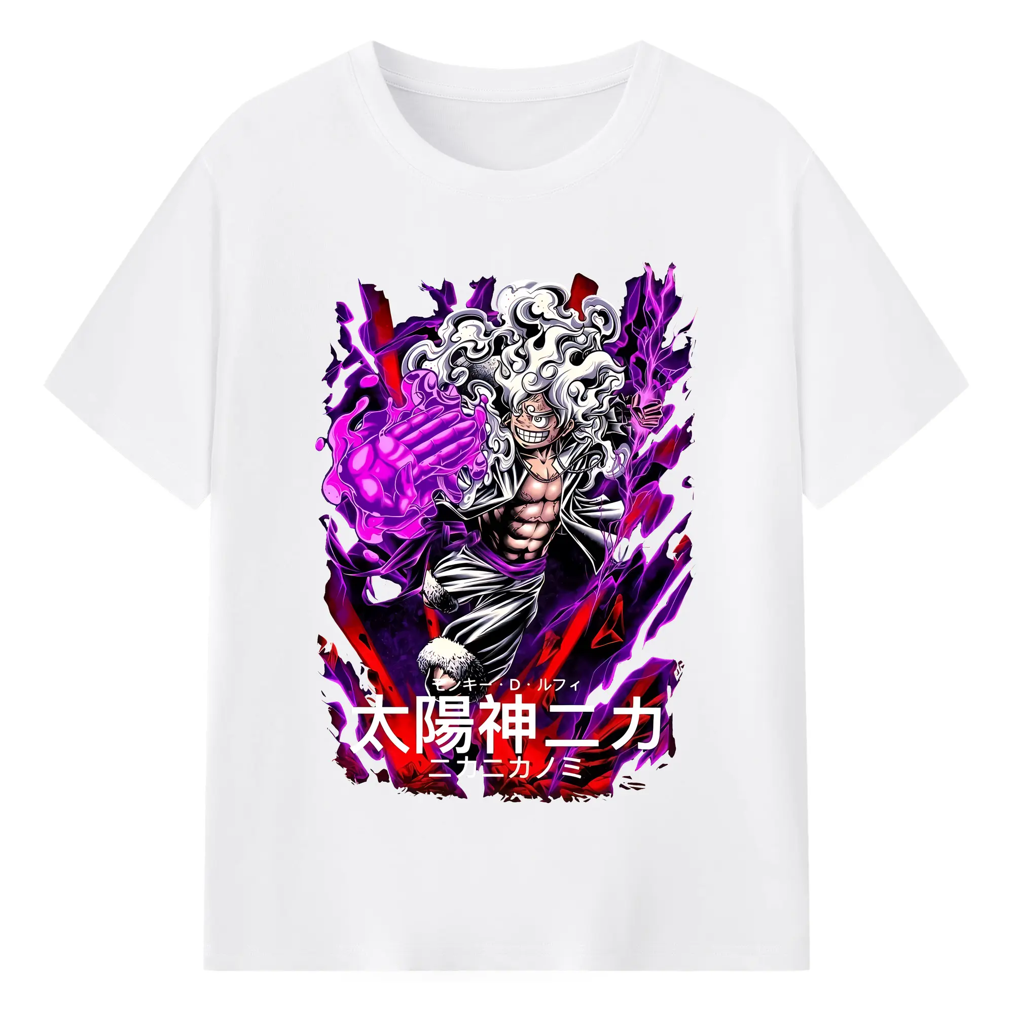 ワンピース グッズ モンキー・D・ルフィ - 綿100％ 半袖Tシャツ ・ フロントプリント ・ 快適 通気性 ・ 日常使い 散歩 スポーツ用