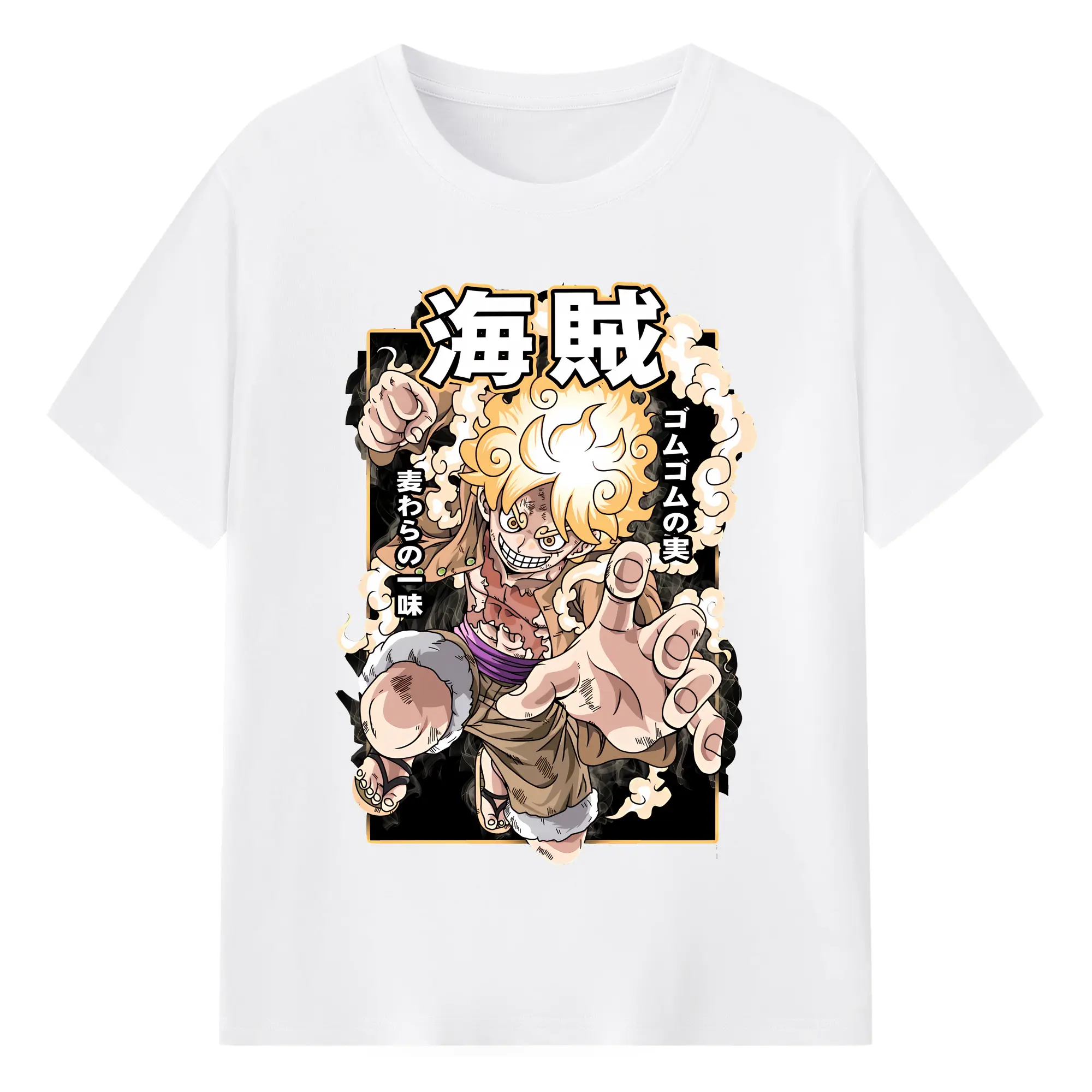 ワンピース グッズ モンキー・D・ルフィ - 綿100％ 半袖Tシャツ ・ フロントプリント ・ 快適 通気性 ・ 日常使い 散歩 スポーツ用