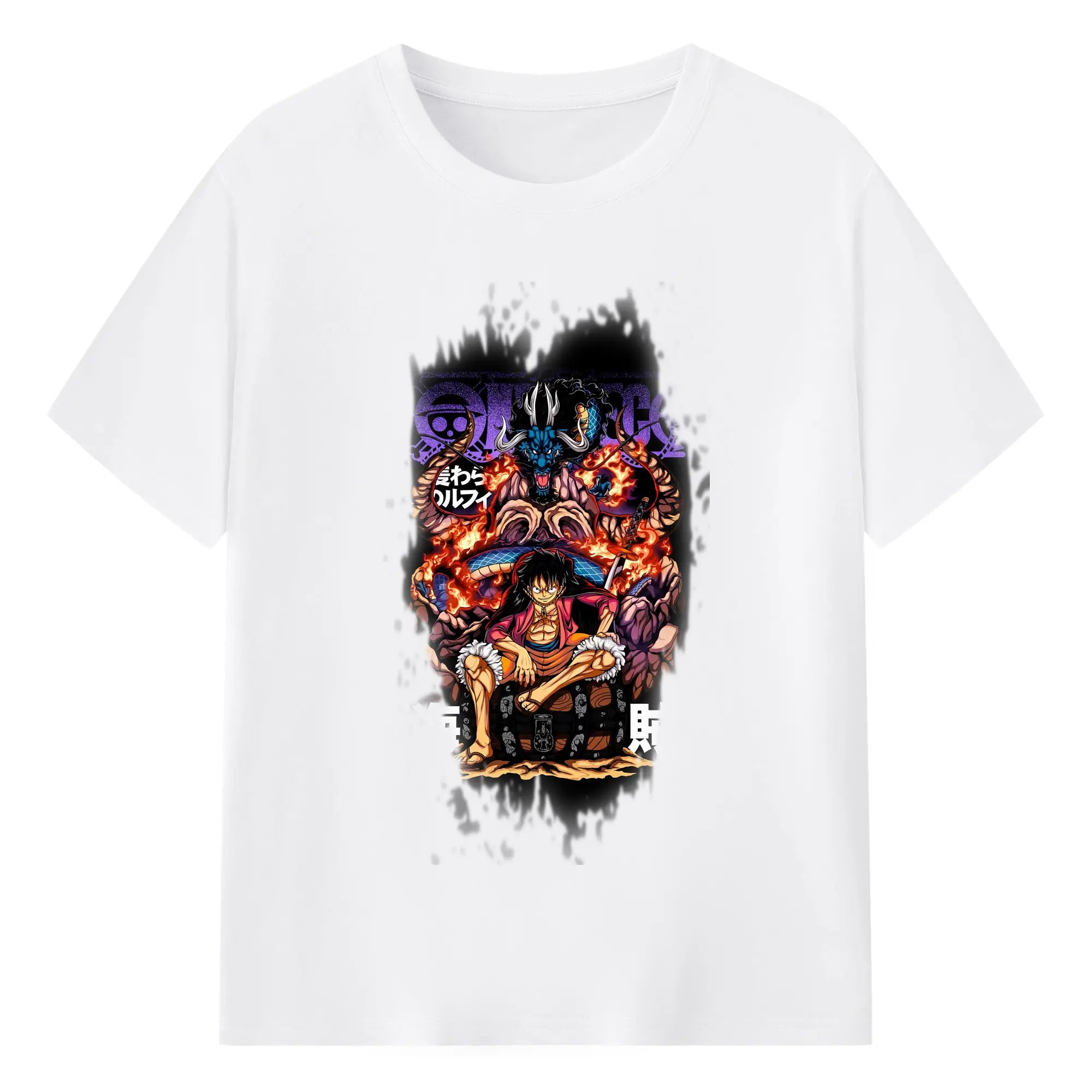 ワンピース グッズ モンキー・D・ルフィ - 綿100％ 半袖Tシャツ ・ フロントプリント ・ 快適 通気性 ・ 日常使い 散歩 スポーツ用