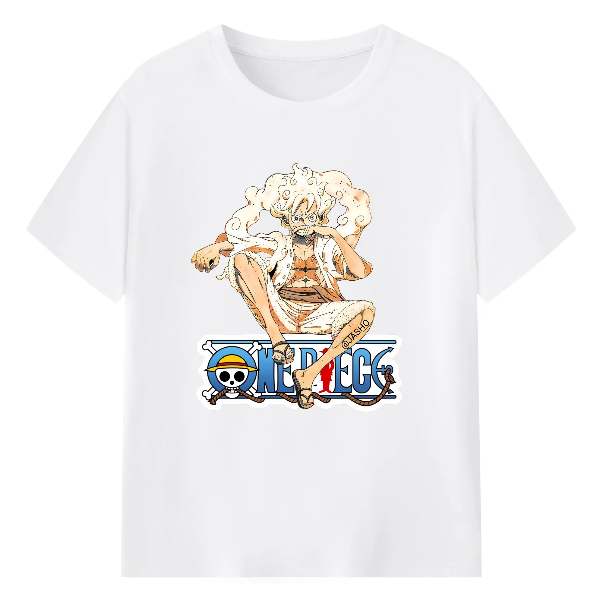 ワンピース グッズ モンキー・D・ルフィ - 綿100％ 半袖Tシャツ ・ フロントプリント ・ 快適 通気性 ・ 日常使い 散歩 スポーツ用