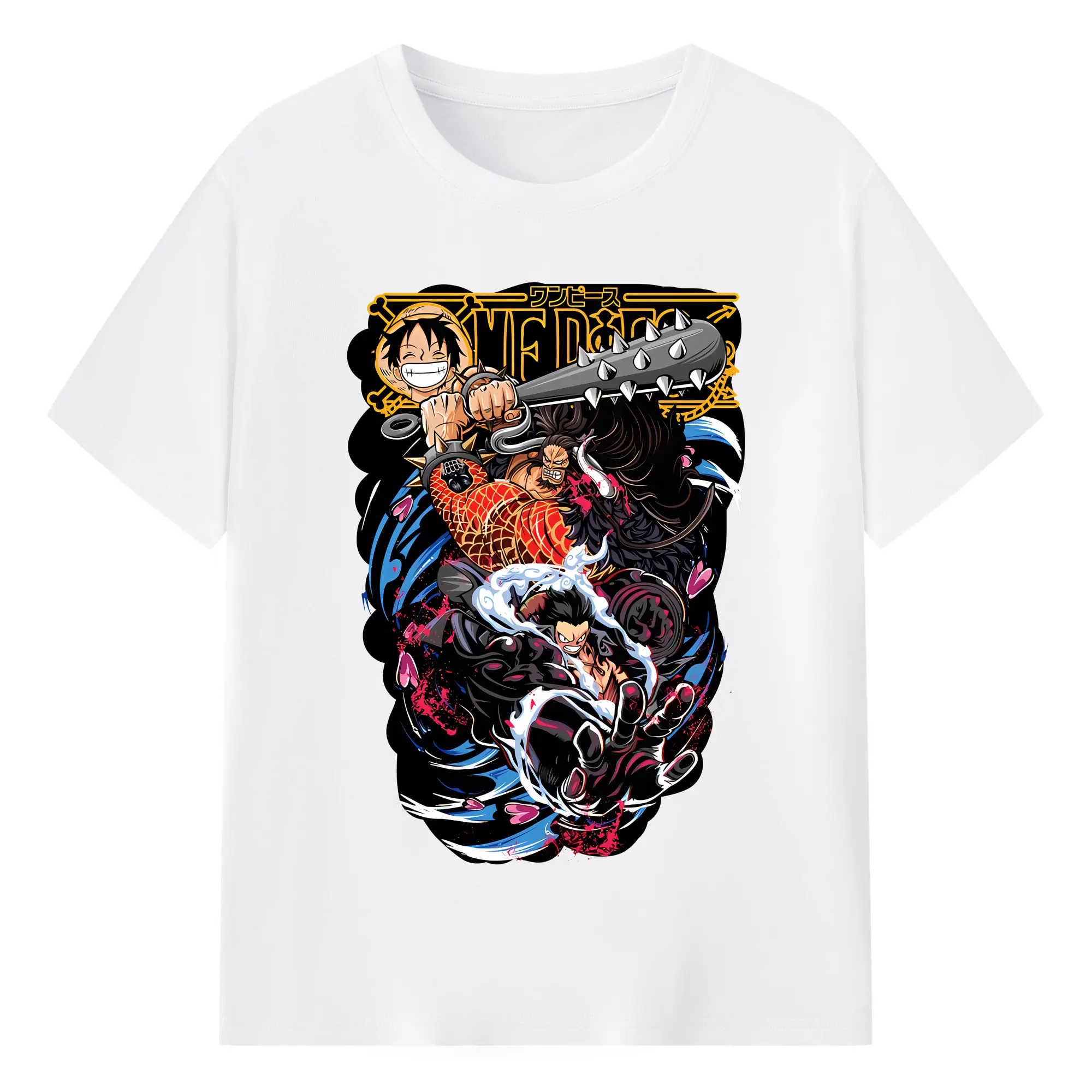 ワンピース グッズ モンキー・D・ルフィ - 綿100％ 半袖Tシャツ ・ フロントプリント ・ 快適 通気性 ・ 日常使い 散歩 スポーツ用