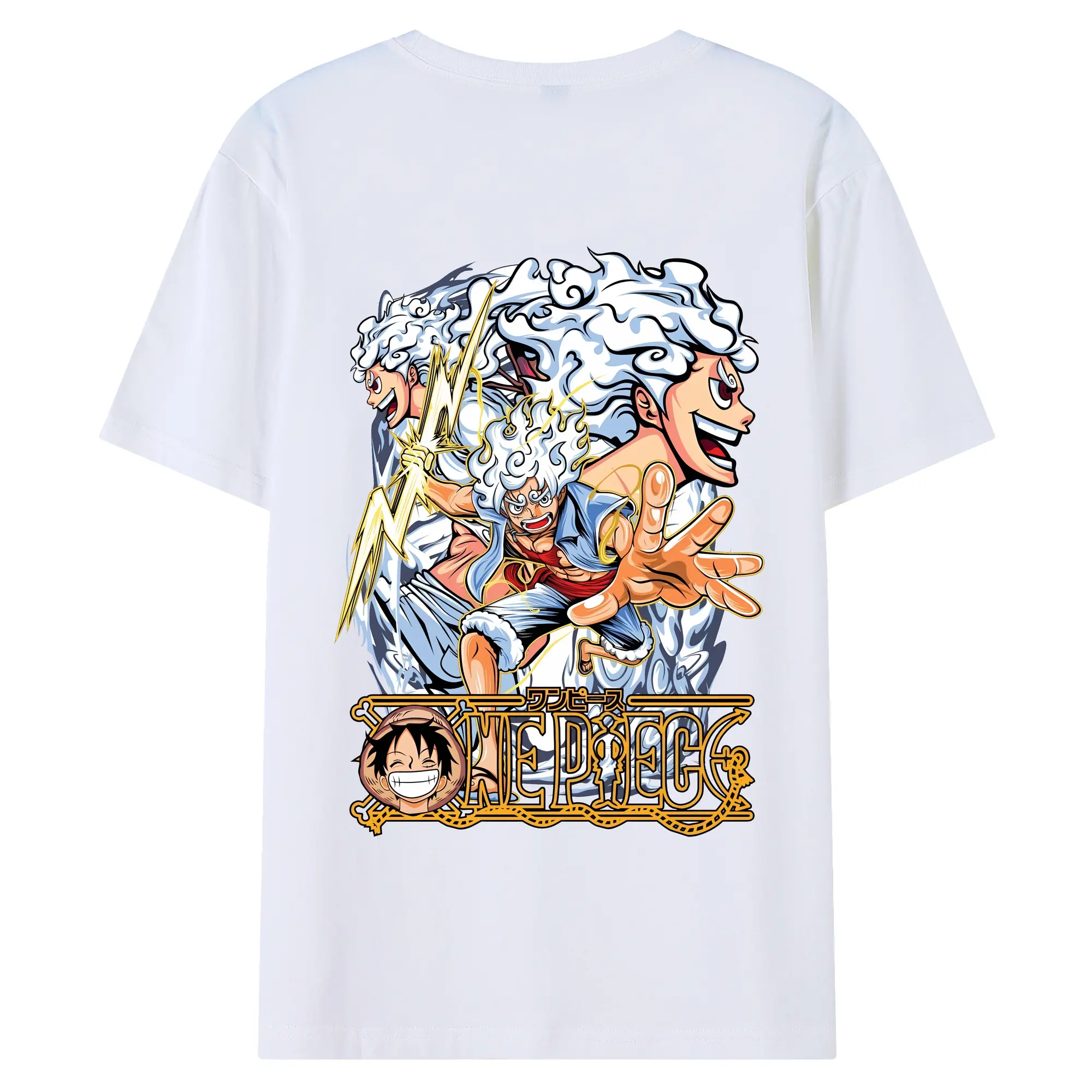 ワンピース グッズ モンキー・D・ルフィ - 綿100％ 半袖Tシャツ ・ バックプリント ・ 快適 通気性 ・ 日常使い 散歩 スポーツ用