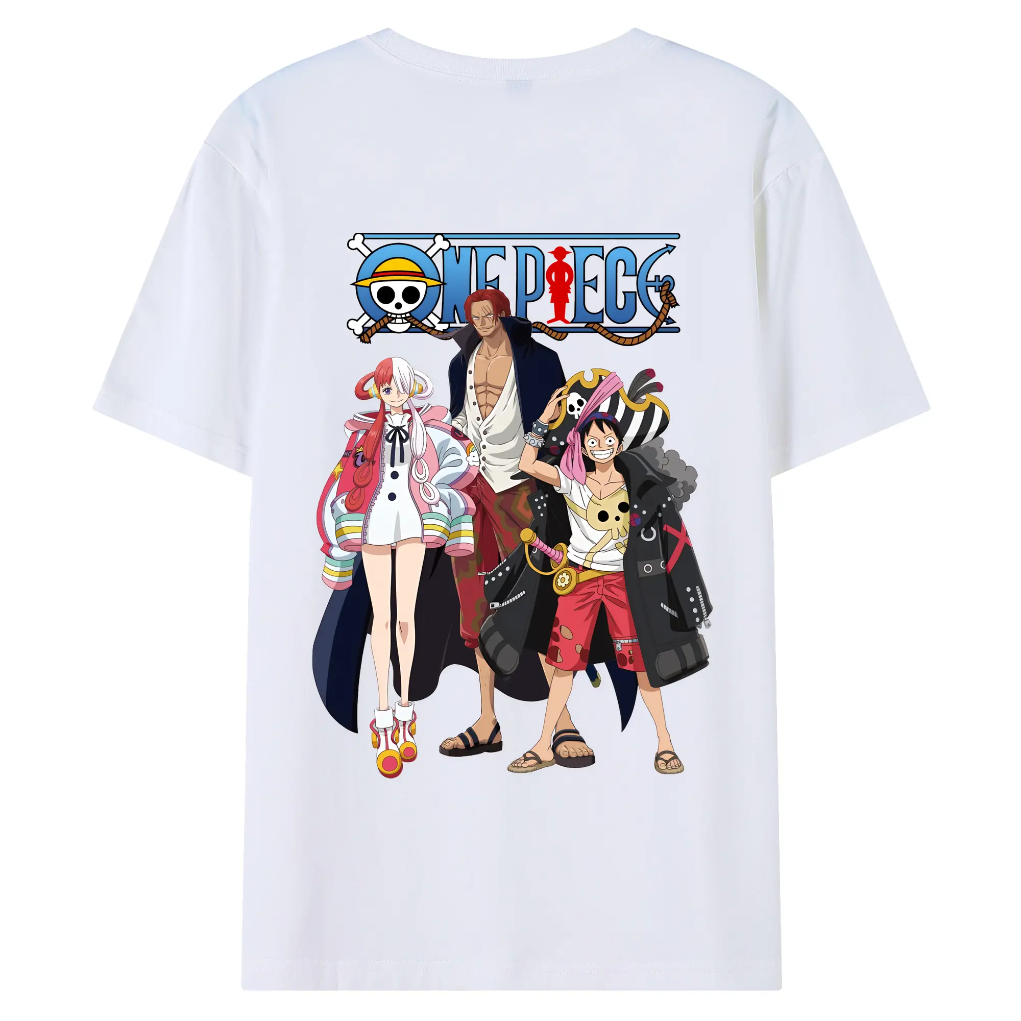 ワンピース グッズ モンキー・D・ルフィ - 綿100％ 半袖Tシャツ ・ バックプリント ・ 快適 通気性 ・ 日常使い 散歩 スポーツ用