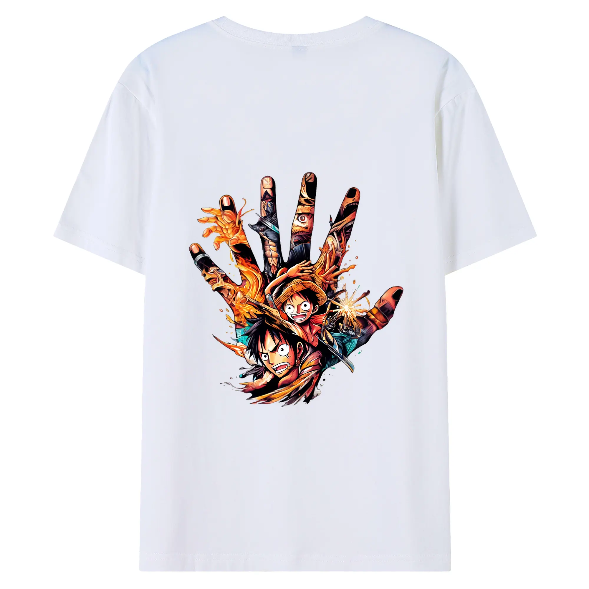 ワンピース グッズ モンキー・D・ルフィ - 綿100％ 半袖Tシャツ ・ バックプリント ・ 快適 通気性 ・ 日常使い 散歩 スポーツ用