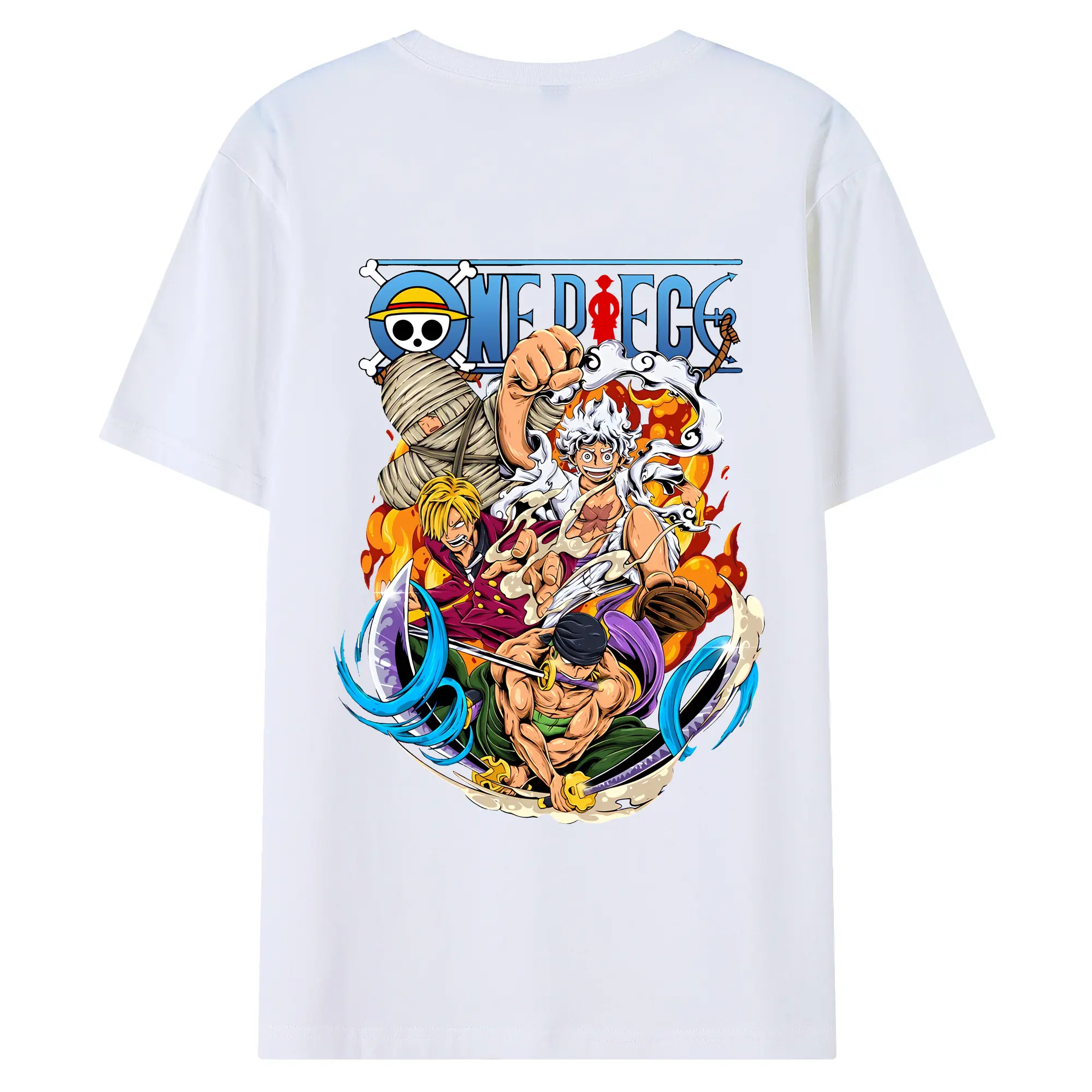 ワンピース グッズ モンキー・D・ルフィ - 綿100％ 半袖Tシャツ ・ バックプリント ・ 快適 通気性 ・ 日常使い 散歩 スポーツ用