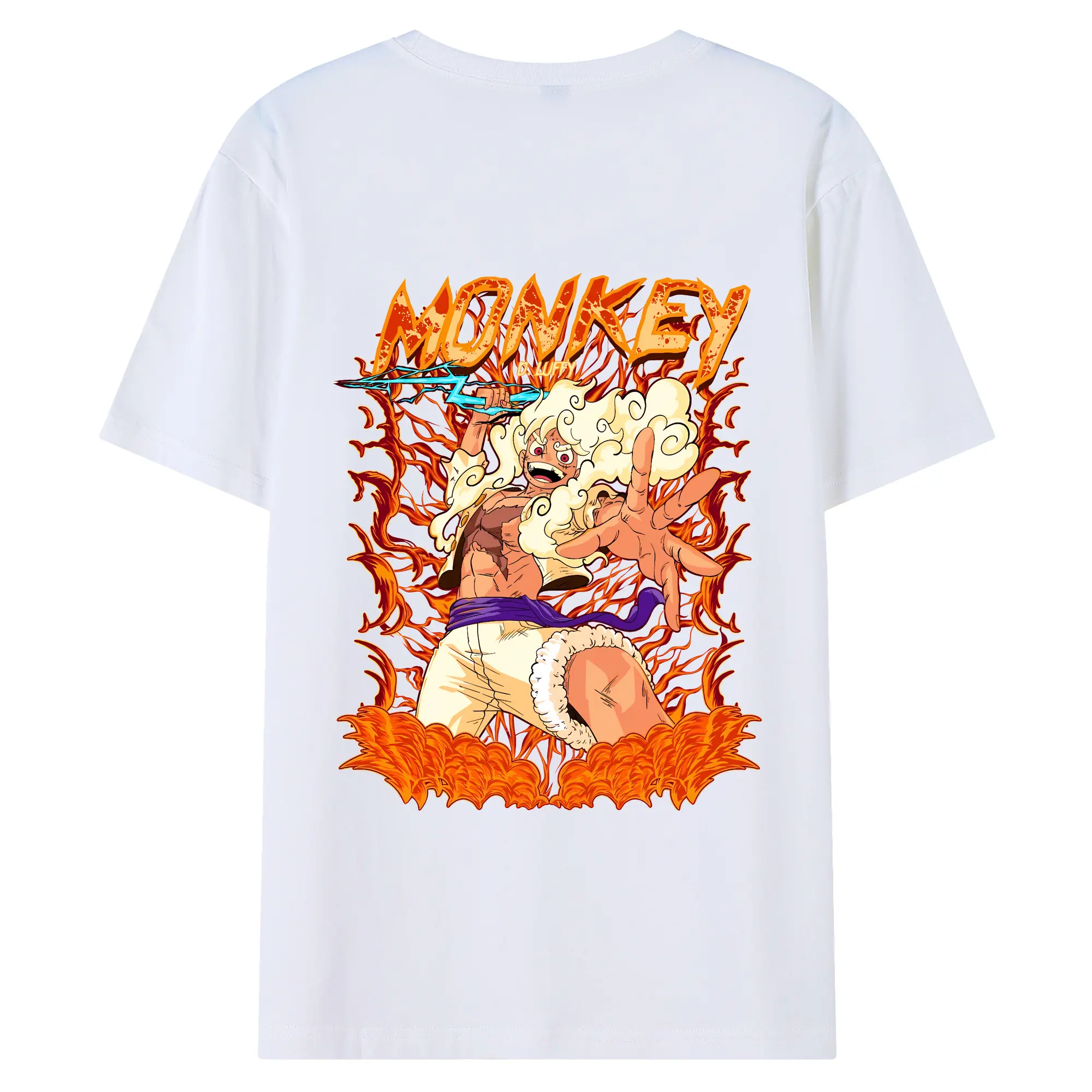 ワンピース グッズ モンキー・D・ルフィ - 綿100％ 半袖Tシャツ ・ バックプリント ・ 快適 通気性 ・ 日常使い 散歩 スポーツ用