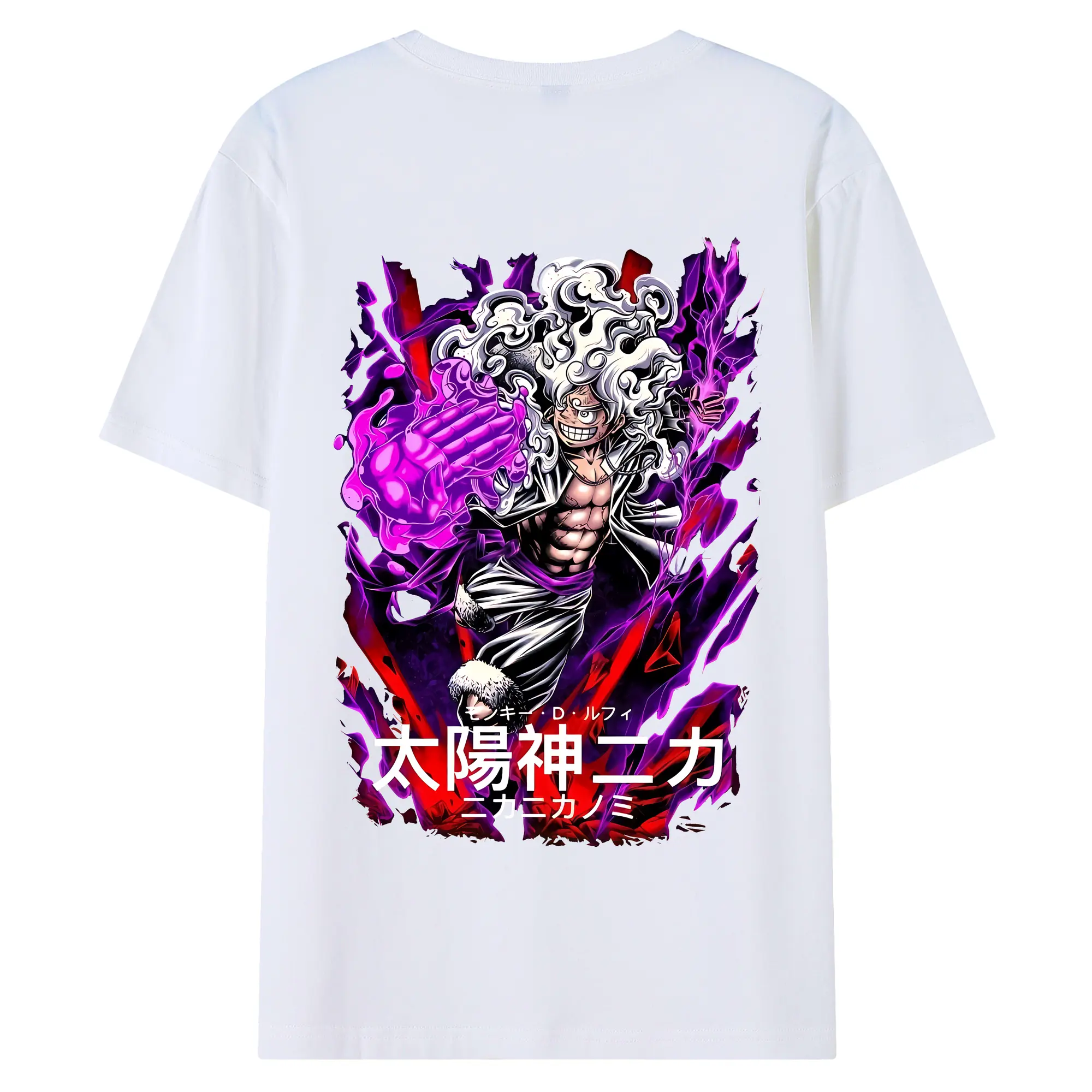 ワンピース グッズ モンキー・D・ルフィ - 綿100％ 半袖Tシャツ ・ バックプリント ・ 快適 通気性 ・ 日常使い 散歩 スポーツ用