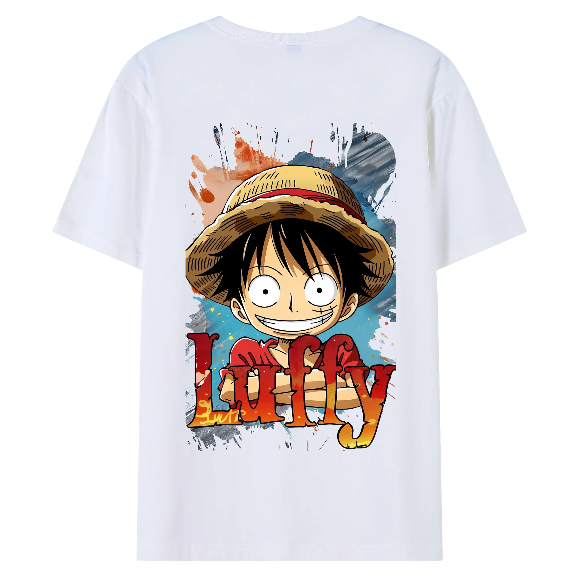 ワンピース グッズ モンキー・D・ルフィ - 綿100％ 半袖Tシャツ ・ バックプリント ・ 快適 通気性 ・ 日常使い 散歩 スポーツ用