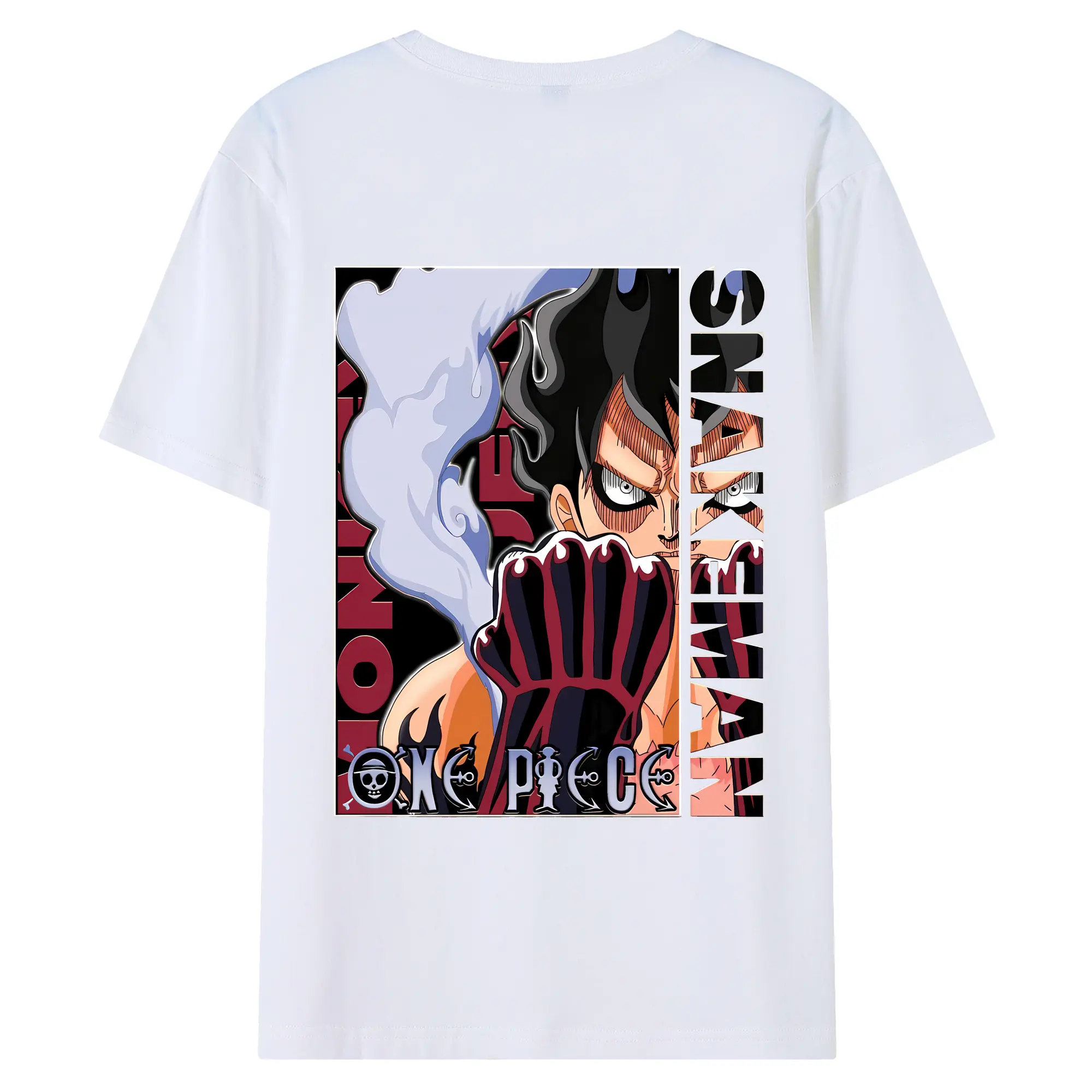 ワンピース グッズ モンキー・D・ルフィ - 綿100％ 半袖Tシャツ ・ バックプリント ・ 快適 通気性 ・ 日常使い 散歩 スポーツ用