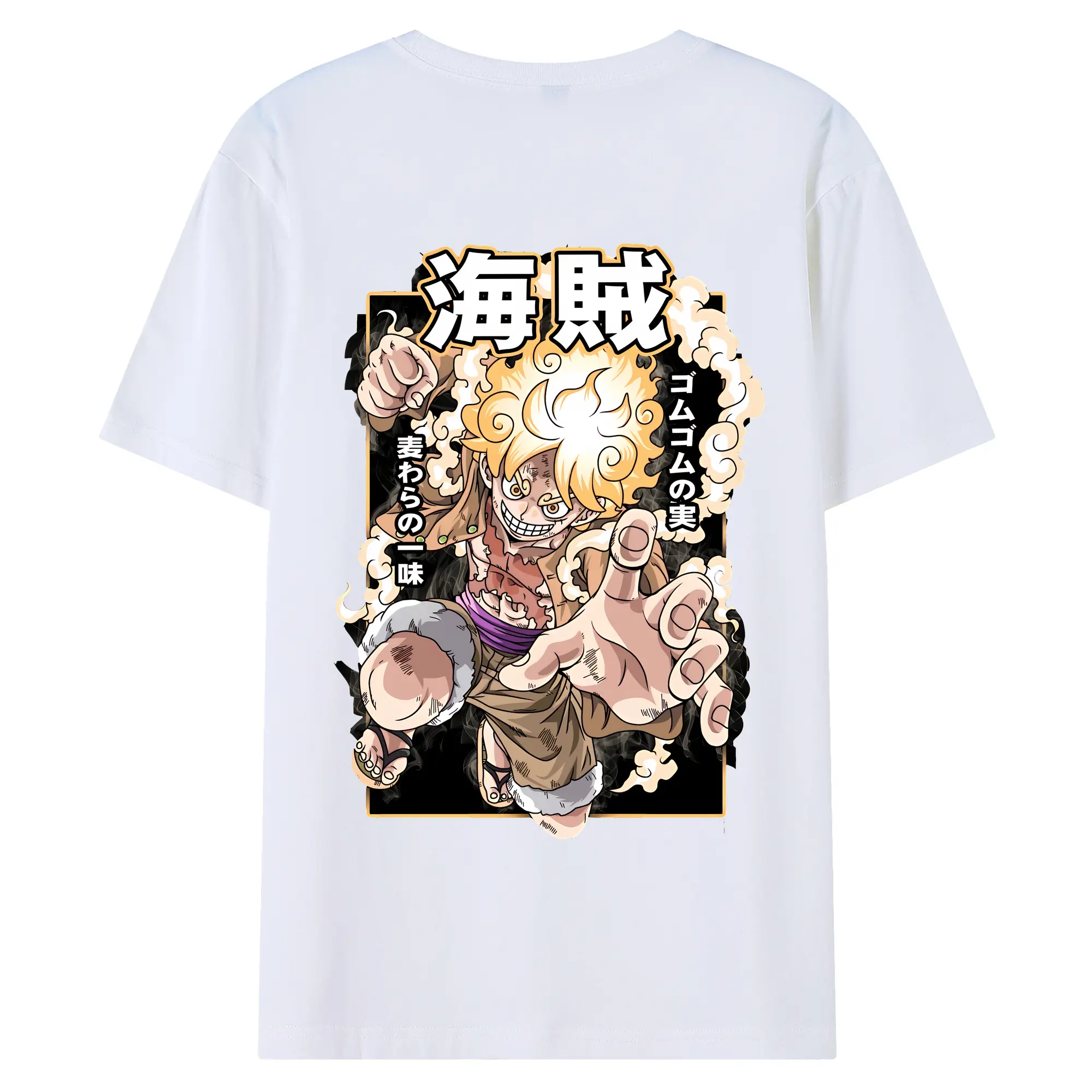 ワンピース グッズ モンキー・D・ルフィ - 綿100％ 半袖Tシャツ ・ バックプリント ・ 快適 通気性 ・ 日常使い 散歩 スポーツ用