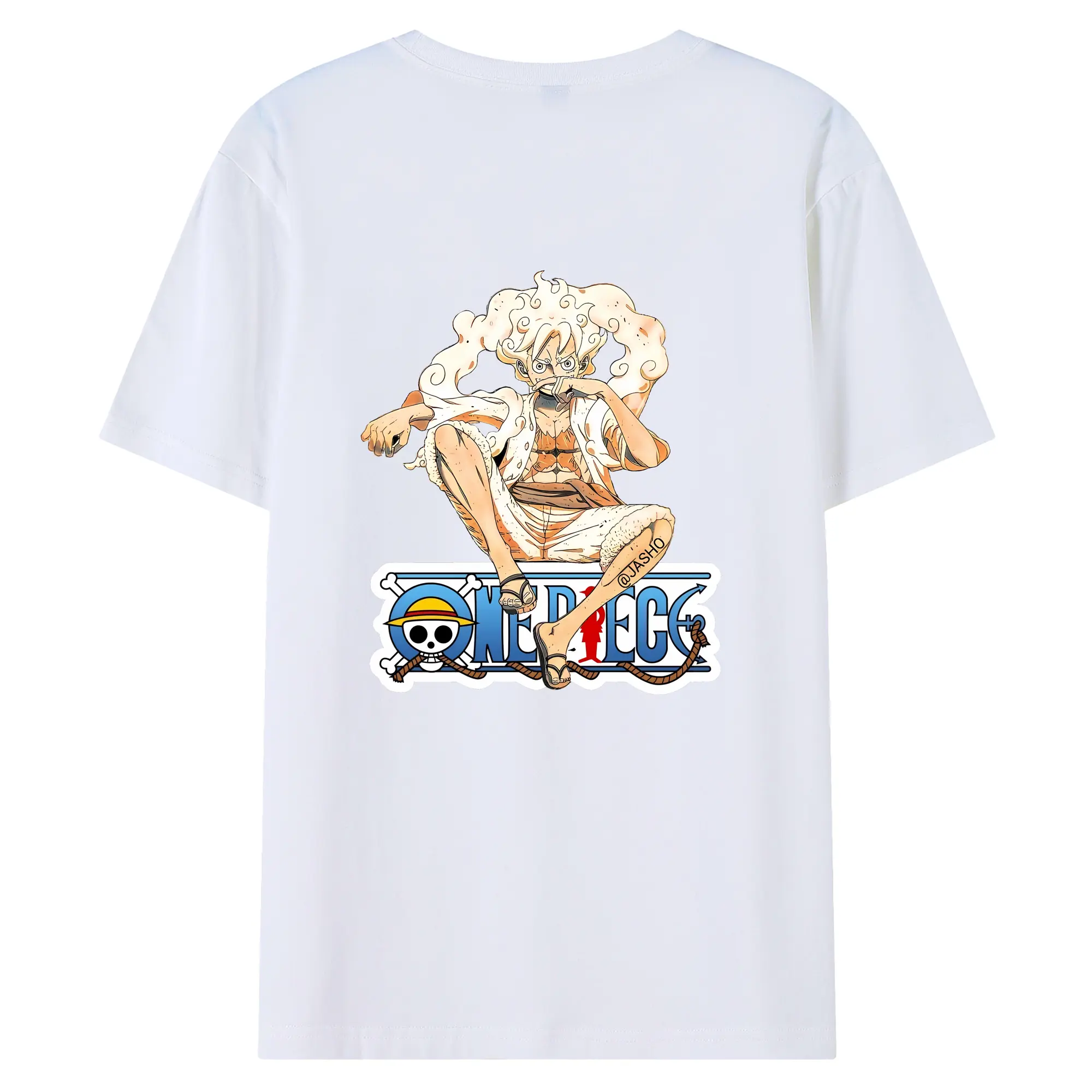 ワンピース グッズ モンキー・D・ルフィ - 綿100％ 半袖Tシャツ ・ バックプリント ・ 快適 通気性 ・ 日常使い 散歩 スポーツ用