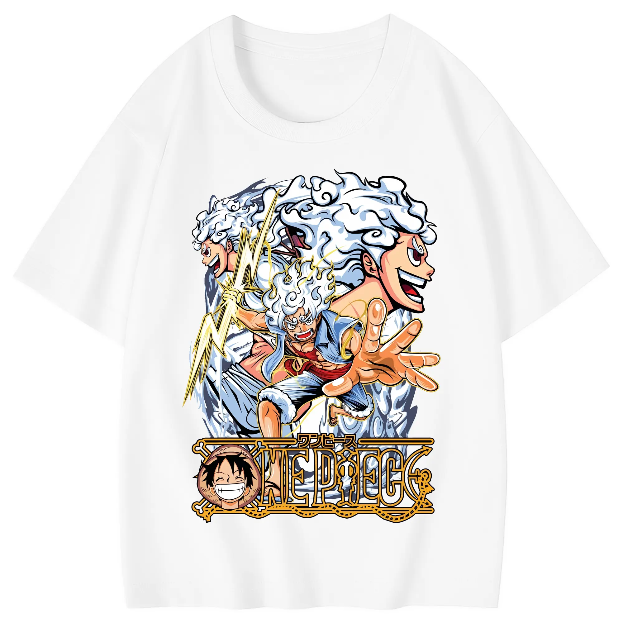 ワンピース グッズ モンキー・D・ルフィ - 綿100％ キッズTシャツ ・ フロントプリント ・ 快適 通気性 ・ スポーツ カジュアル 散歩用