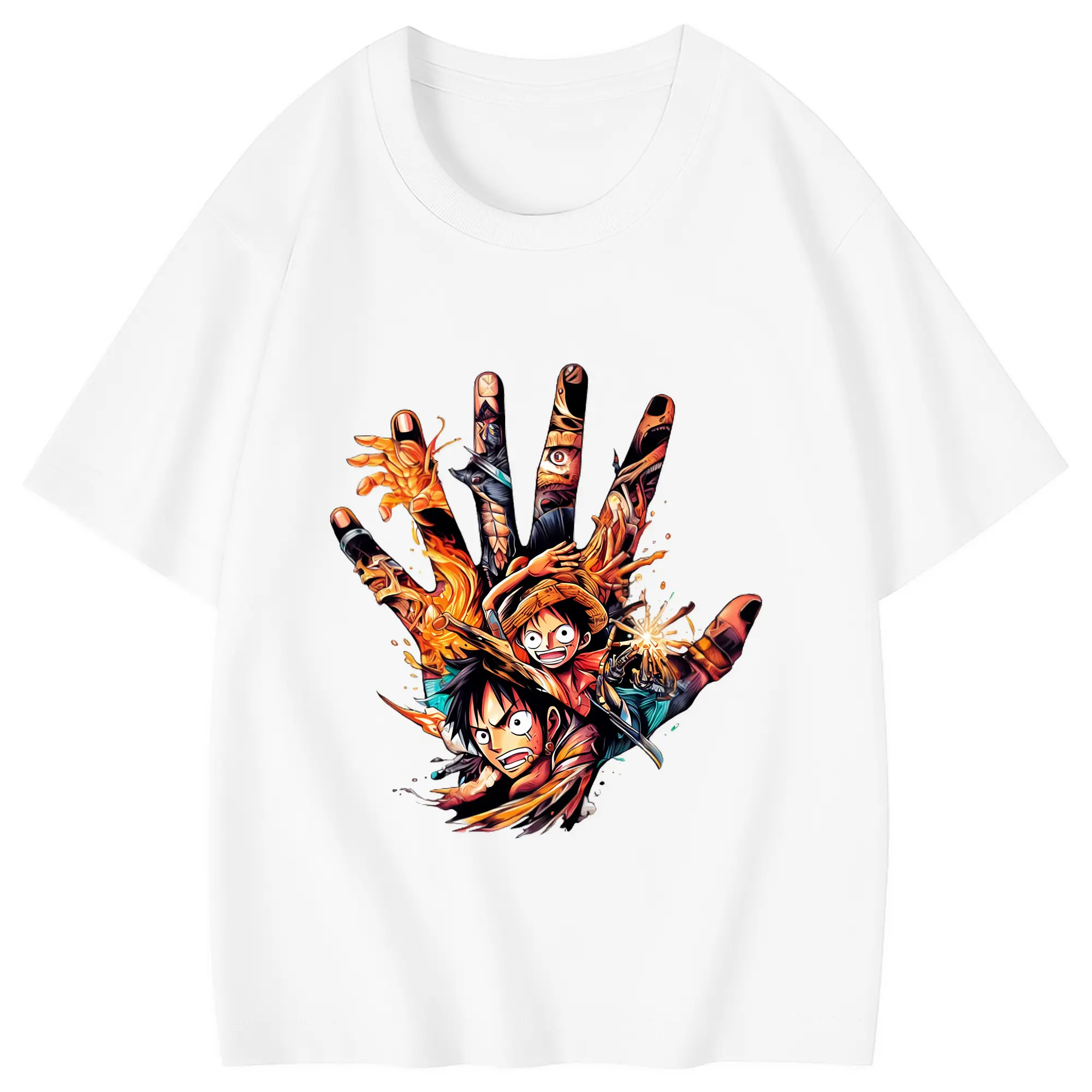 ワンピース グッズ モンキー・D・ルフィ - 綿100％ キッズTシャツ ・ フロントプリント ・ 快適 通気性 ・ スポーツ カジュアル 散歩用