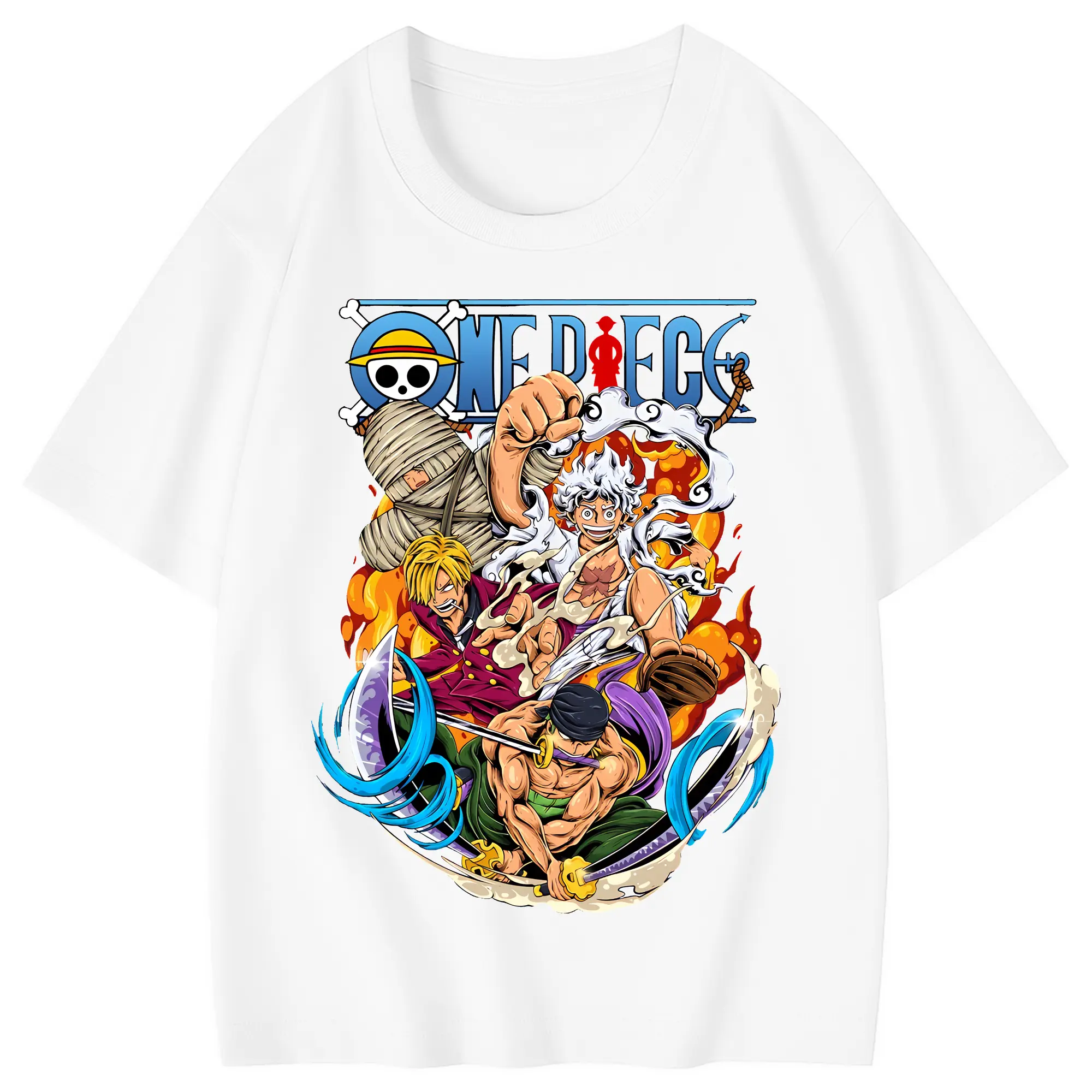 ワンピース グッズ モンキー・D・ルフィ - 綿100％ キッズTシャツ ・ フロントプリント ・ 快適 通気性 ・ スポーツ カジュアル 散歩用