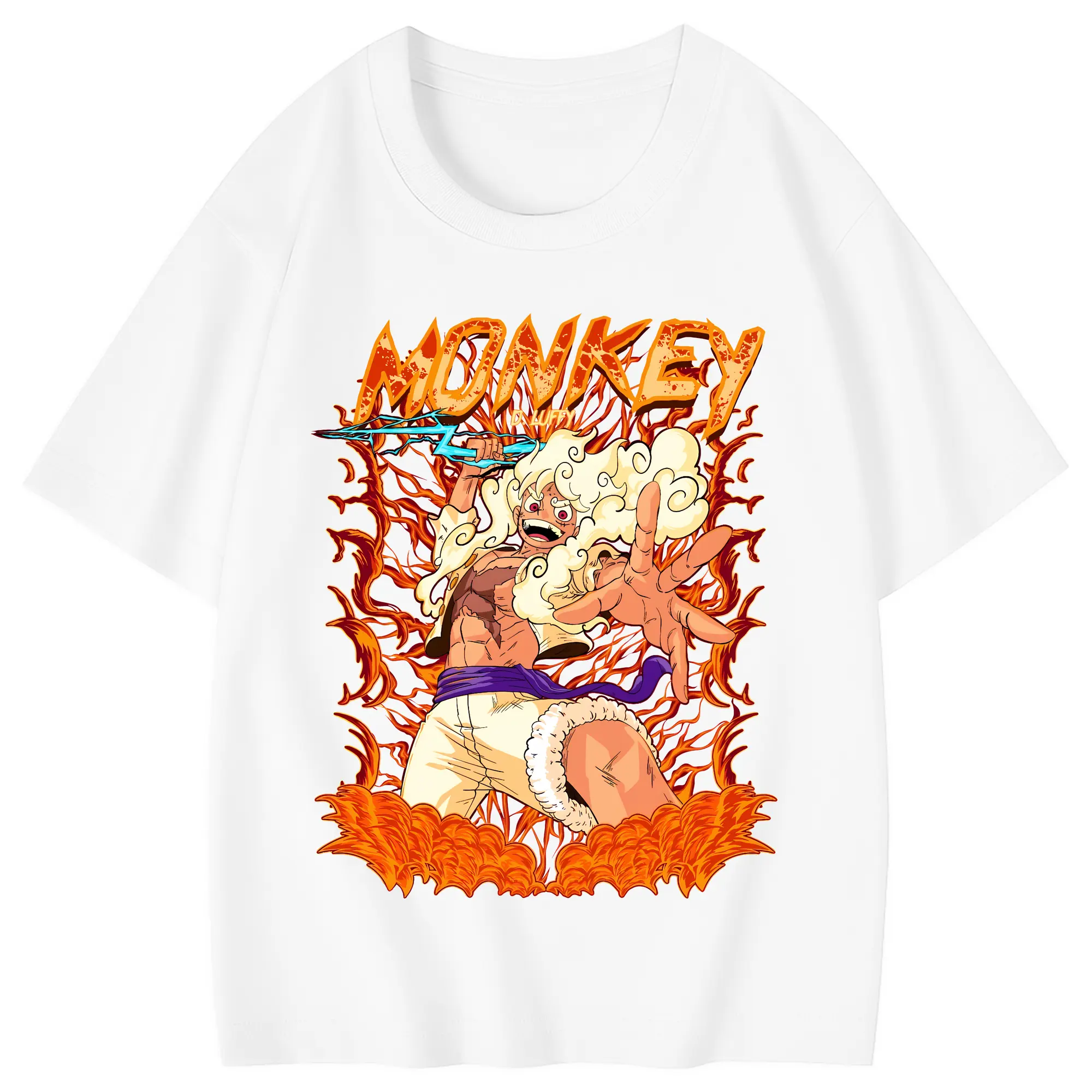 ワンピース グッズ モンキー・D・ルフィ - 綿100％ キッズTシャツ ・ フロントプリント ・ 快適 通気性 ・ スポーツ カジュアル 散歩用