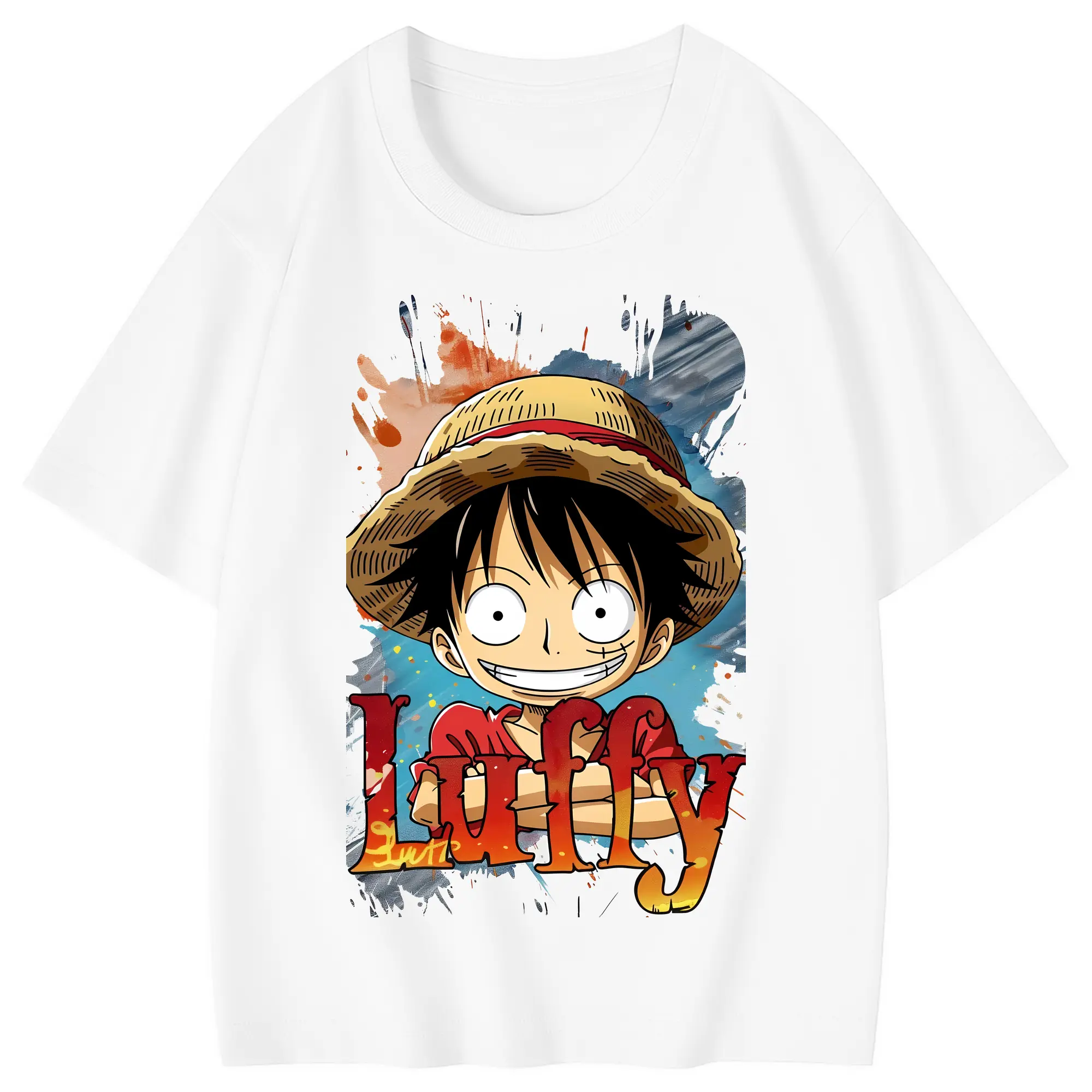 ワンピース グッズ モンキー・D・ルフィ - 綿100％ キッズTシャツ ・ フロントプリント ・ 快適 通気性 ・ スポーツ カジュアル 散歩用