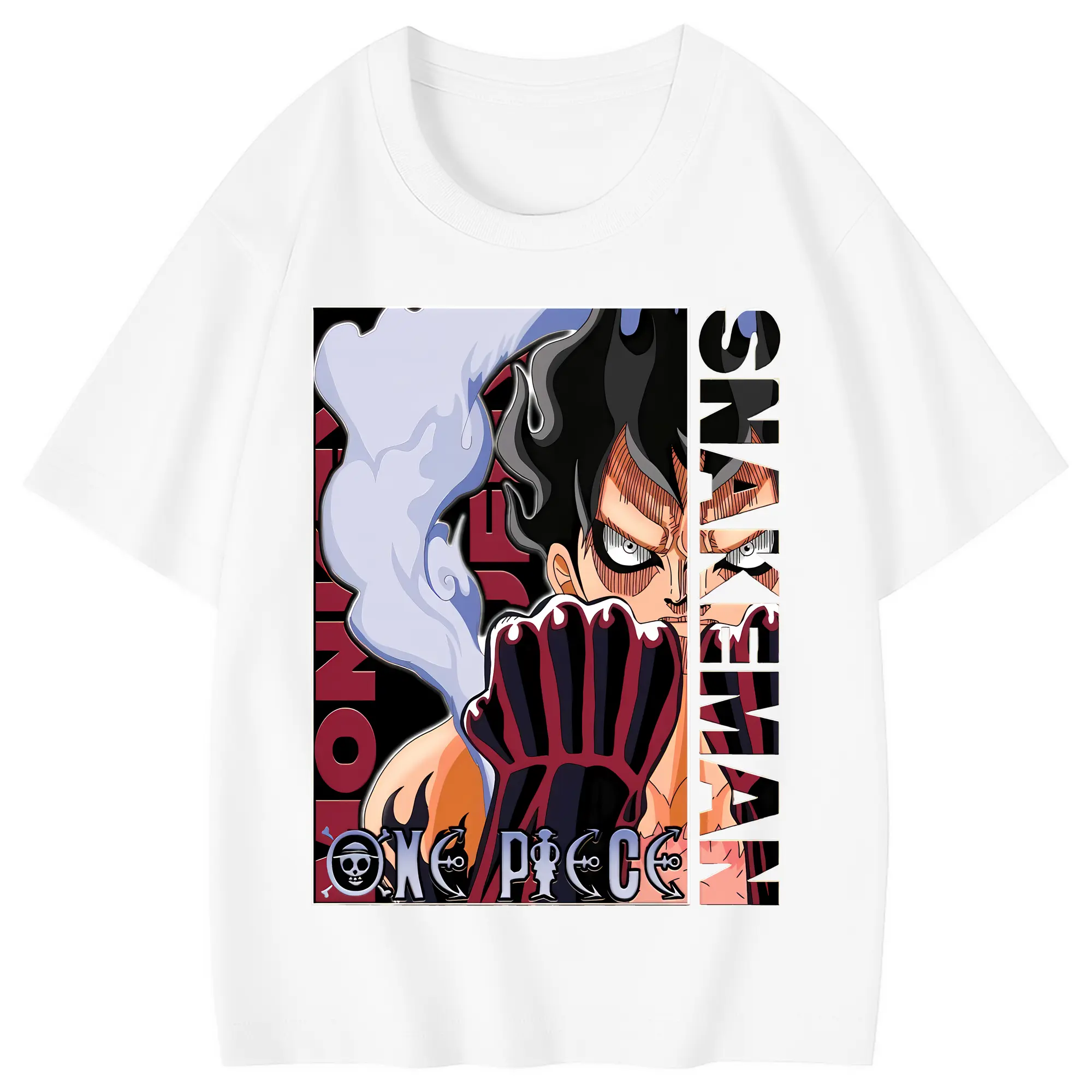 ワンピース グッズ モンキー・D・ルフィ - 綿100％ キッズTシャツ ・ フロントプリント ・ 快適 通気性 ・ スポーツ カジュアル 散歩用