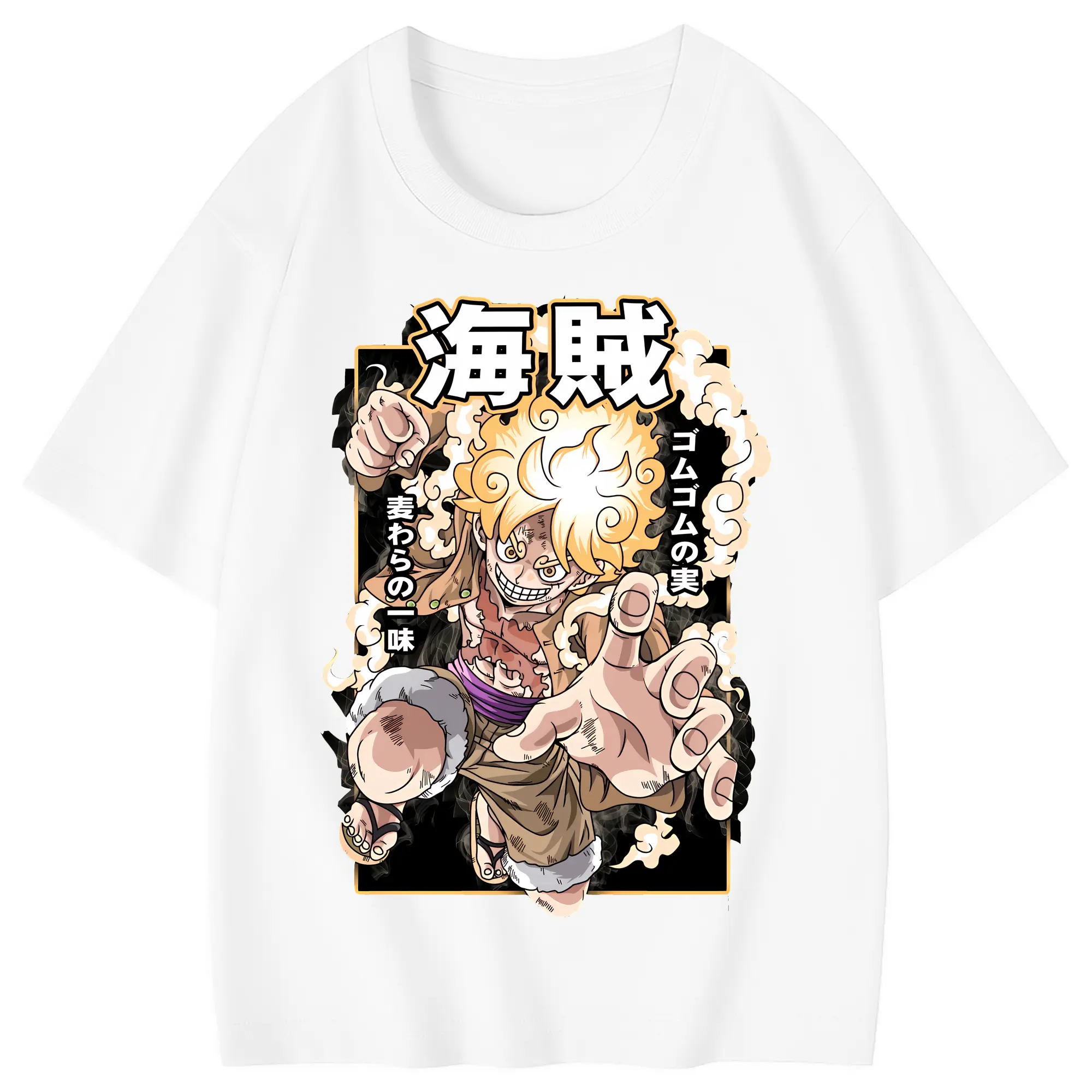 ワンピース グッズ モンキー・D・ルフィ - 綿100％ キッズTシャツ ・ フロントプリント ・ 快適 通気性 ・ スポーツ カジュアル 散歩用
