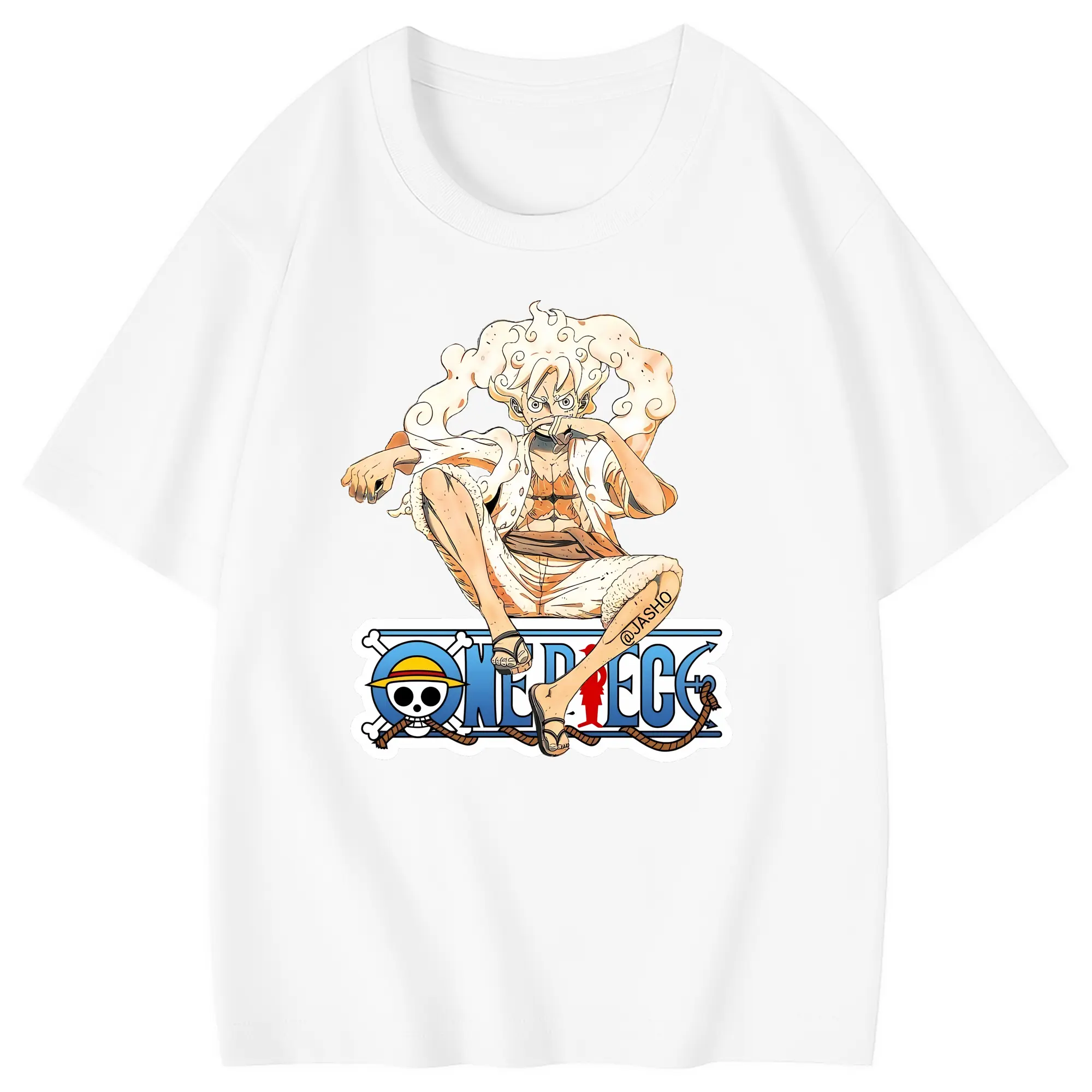 ワンピース グッズ モンキー・D・ルフィ - 綿100％ キッズTシャツ ・ フロントプリント ・ 快適 通気性 ・ スポーツ カジュアル 散歩用