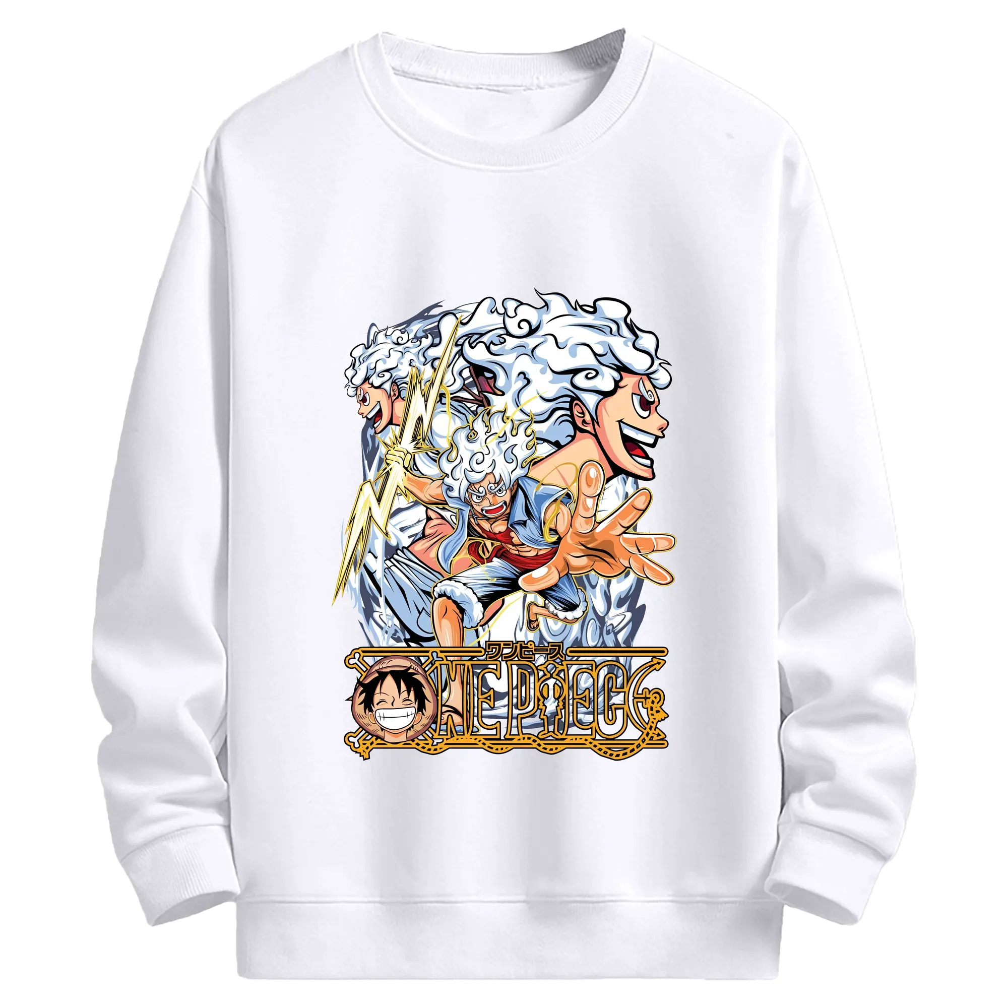 ワンピース グッズ モンキー・D・ルフィ - 高品質 クルーネック スウェット ・ コットン59％ ポリエステル41％ ・ ユニセックス 長袖 トレーナー ・ カジュアル デイリー スポーツ 散歩用