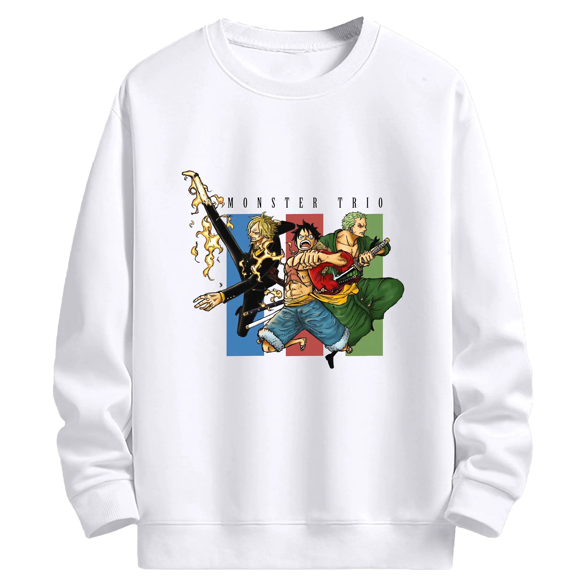 ワンピース グッズ モンキー・D・ルフィ - 高品質 クルーネック スウェット ・ コットン59％ ポリエステル41％ ・ ユニセックス 長袖 トレーナー ・ カジュアル デイリー スポーツ 散歩用