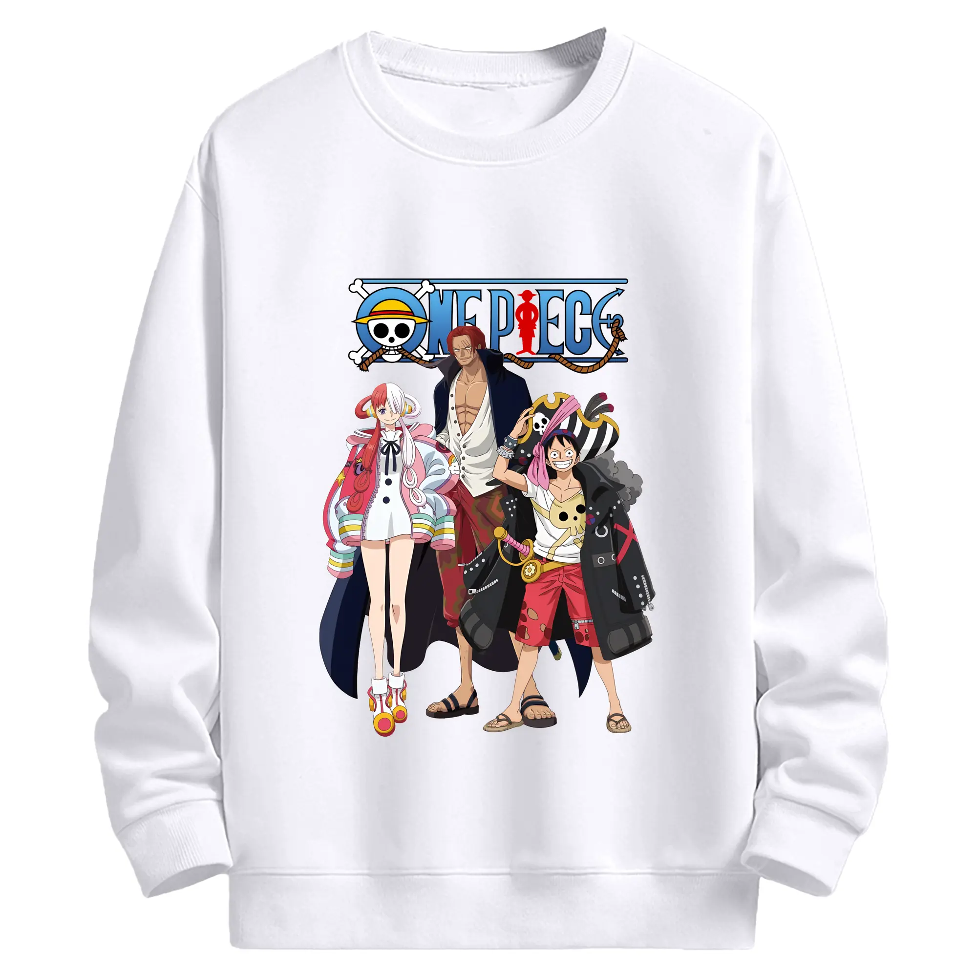 ワンピース グッズ モンキー・D・ルフィ - 高品質 クルーネック スウェット ・ コットン59％ ポリエステル41％ ・ ユニセックス 長袖 トレーナー ・ カジュアル デイリー スポーツ 散歩用
