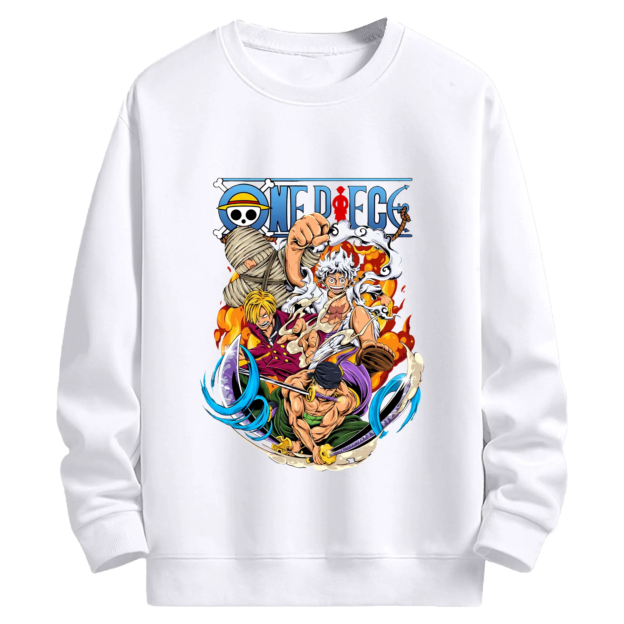 ワンピース グッズ モンキー・D・ルフィ - 高品質 クルーネック スウェット ・ コットン59％ ポリエステル41％ ・ ユニセックス 長袖 トレーナー ・ カジュアル デイリー スポーツ 散歩用