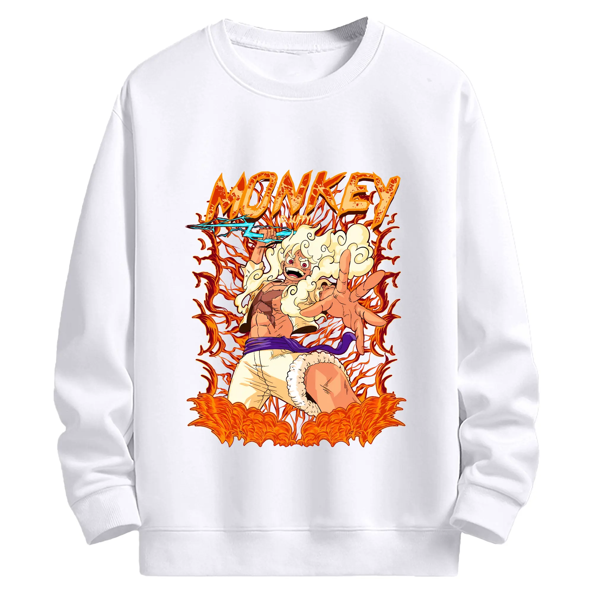 ワンピース グッズ モンキー・D・ルフィ - 高品質 クルーネック スウェット ・ コットン59％ ポリエステル41％ ・ ユニセックス 長袖 トレーナー ・ カジュアル デイリー スポーツ 散歩用
