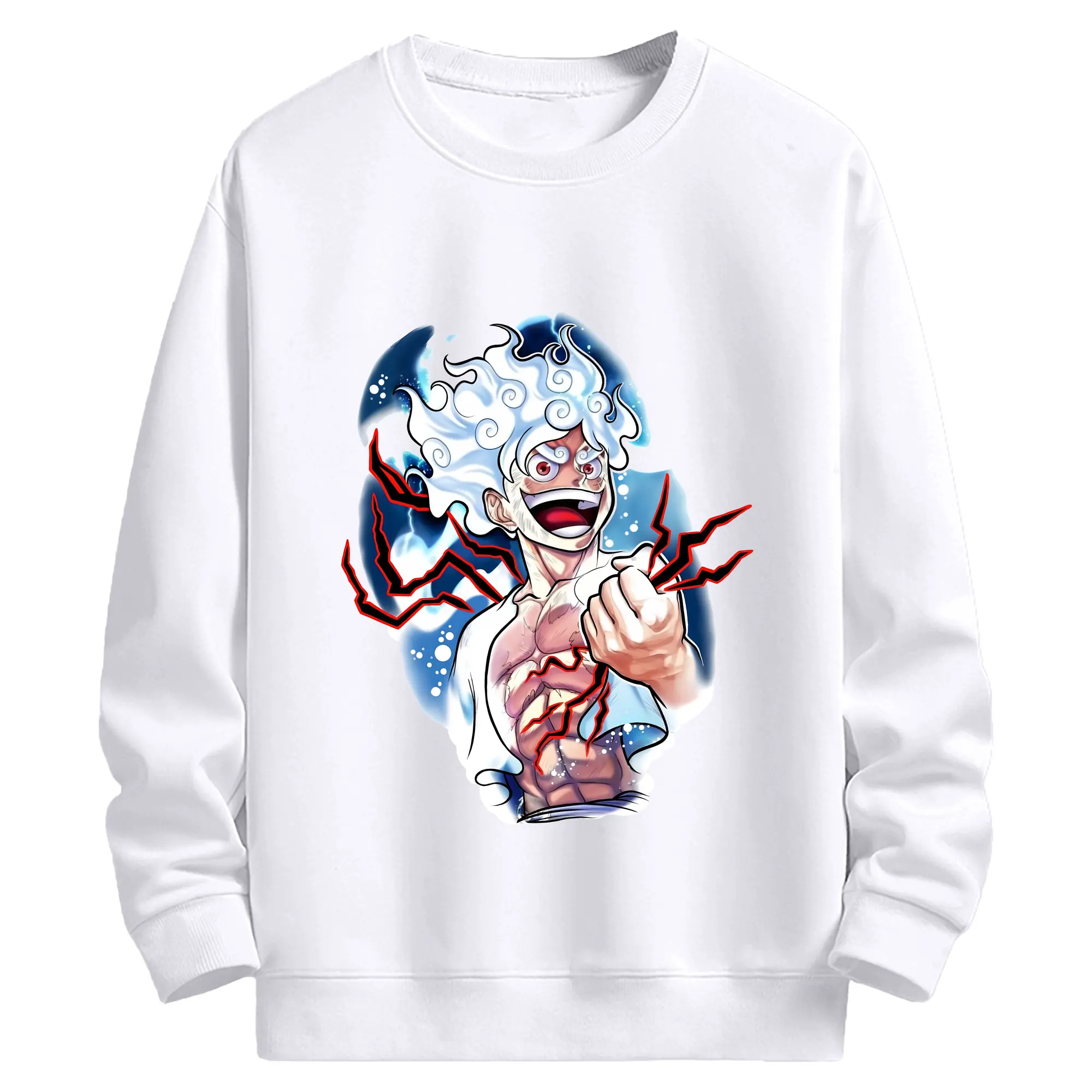 ワンピース グッズ モンキー・D・ルフィ - 高品質 クルーネック スウェット ・ コットン59％ ポリエステル41％ ・ ユニセックス 長袖 トレーナー ・ カジュアル デイリー スポーツ 散歩用