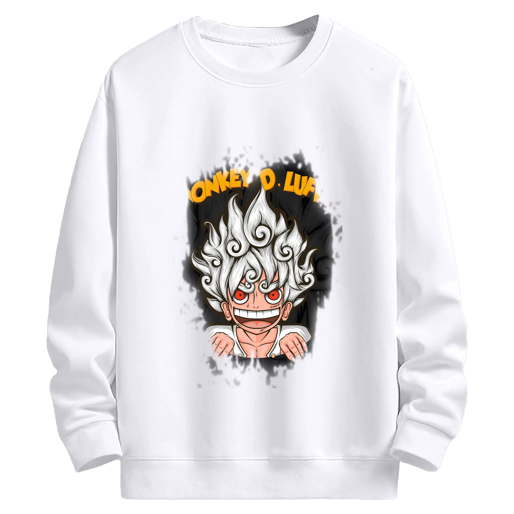 ワンピース グッズ モンキー・D・ルフィ - 高品質 クルーネック スウェット ・ コットン59％ ポリエステル41％ ・ ユニセックス 長袖 トレーナー ・ カジュアル デイリー スポーツ 散歩用