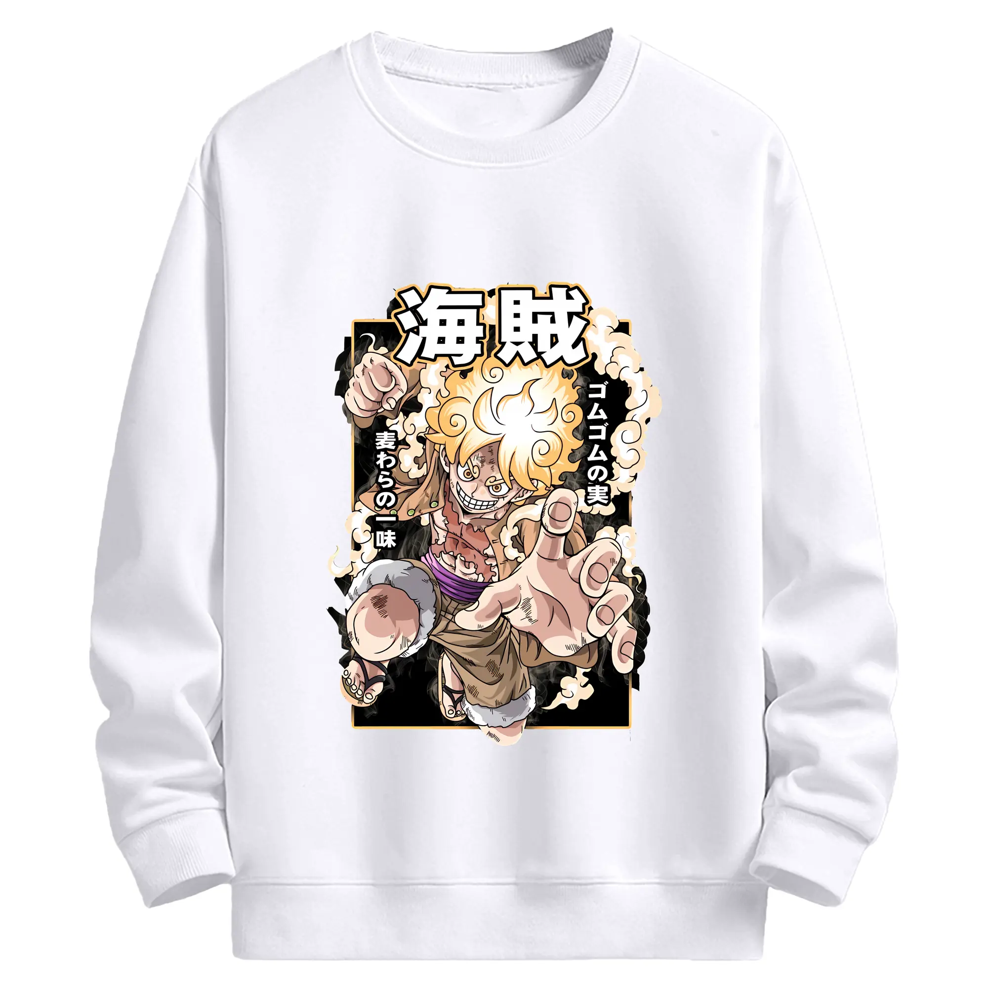 ワンピース グッズ モンキー・D・ルフィ - 高品質 クルーネック スウェット ・ コットン59％ ポリエステル41％ ・ ユニセックス 長袖 トレーナー ・ カジュアル デイリー スポーツ 散歩用