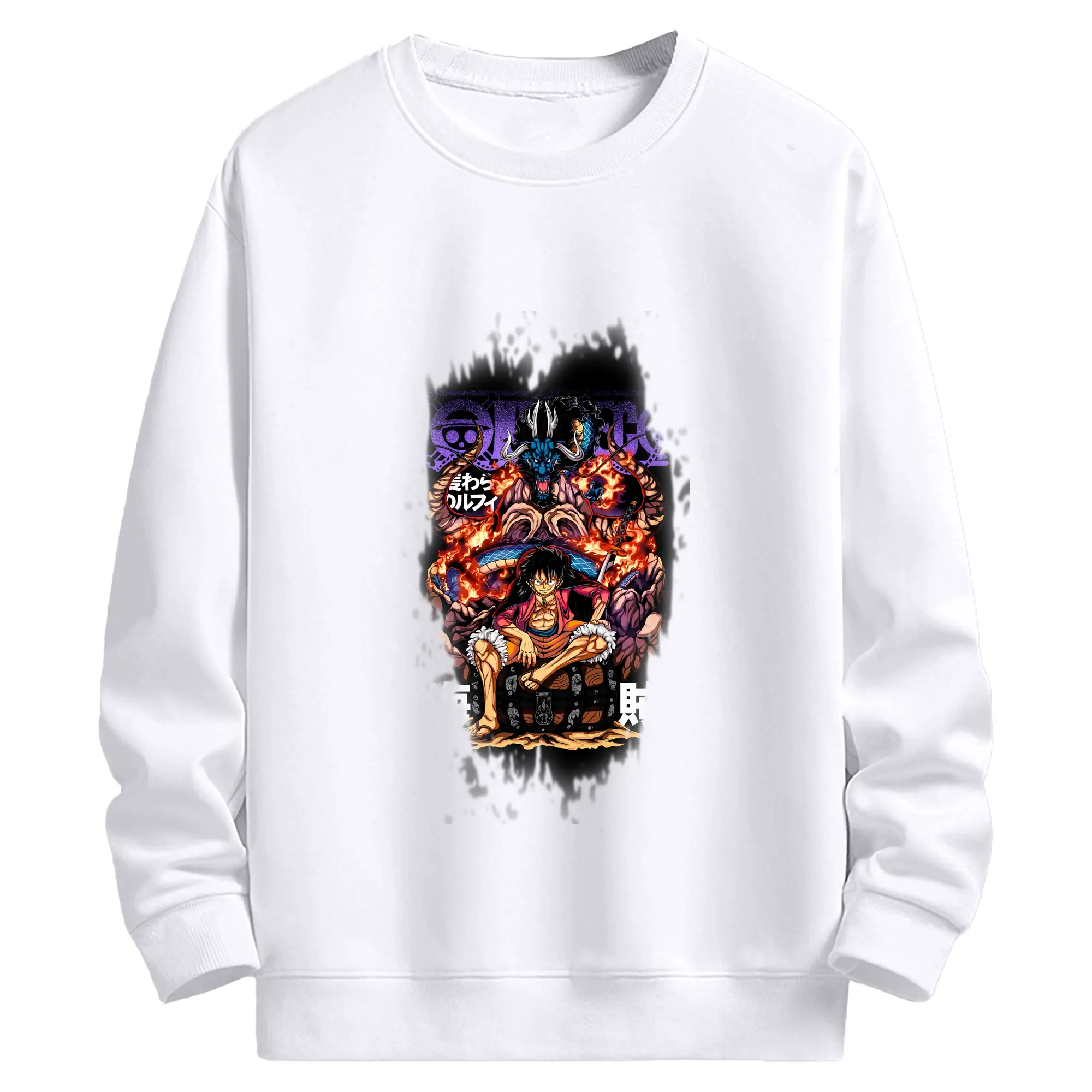 ワンピース グッズ モンキー・D・ルフィ - 高品質 クルーネック スウェット ・ コットン59％ ポリエステル41％ ・ ユニセックス 長袖 トレーナー ・ カジュアル デイリー スポーツ 散歩用