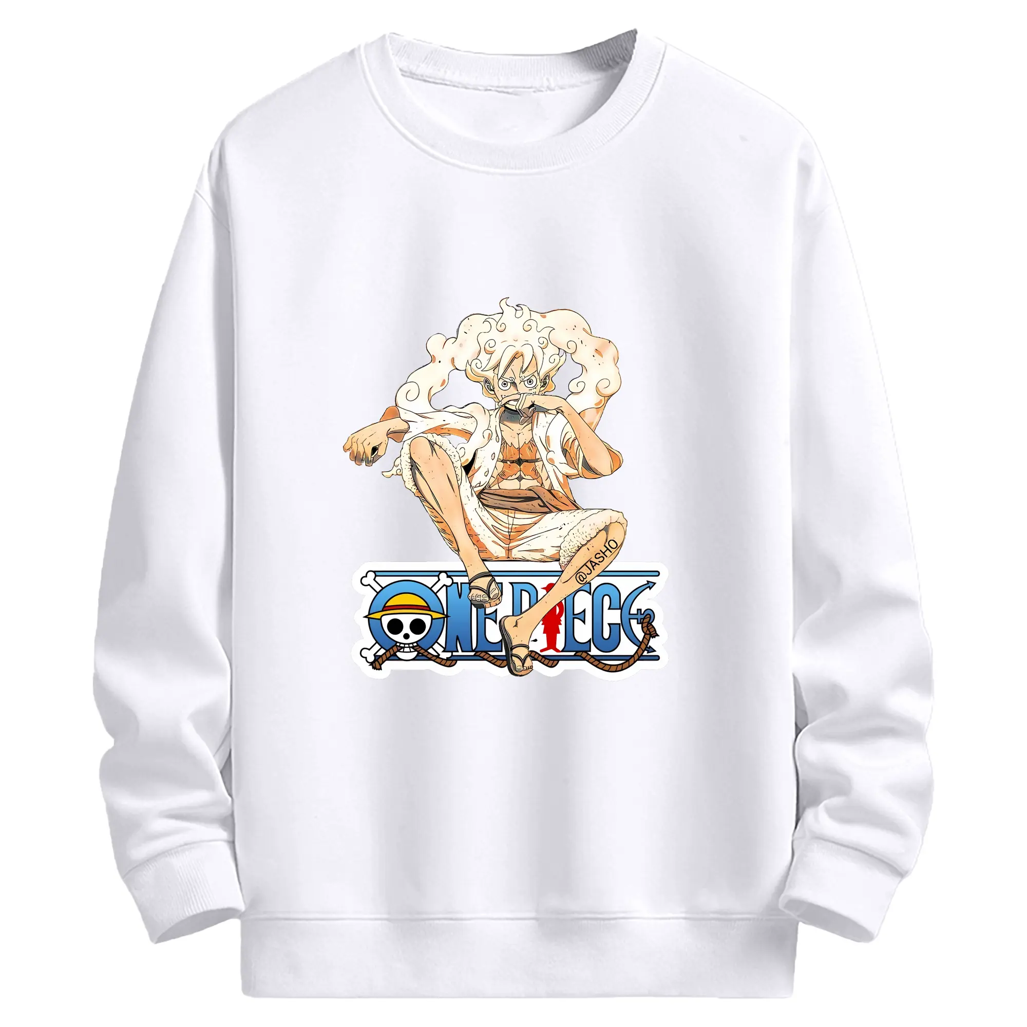 ワンピース グッズ モンキー・D・ルフィ - 高品質 クルーネック スウェット ・ コットン59％ ポリエステル41％ ・ ユニセックス 長袖 トレーナー ・ カジュアル デイリー スポーツ 散歩用