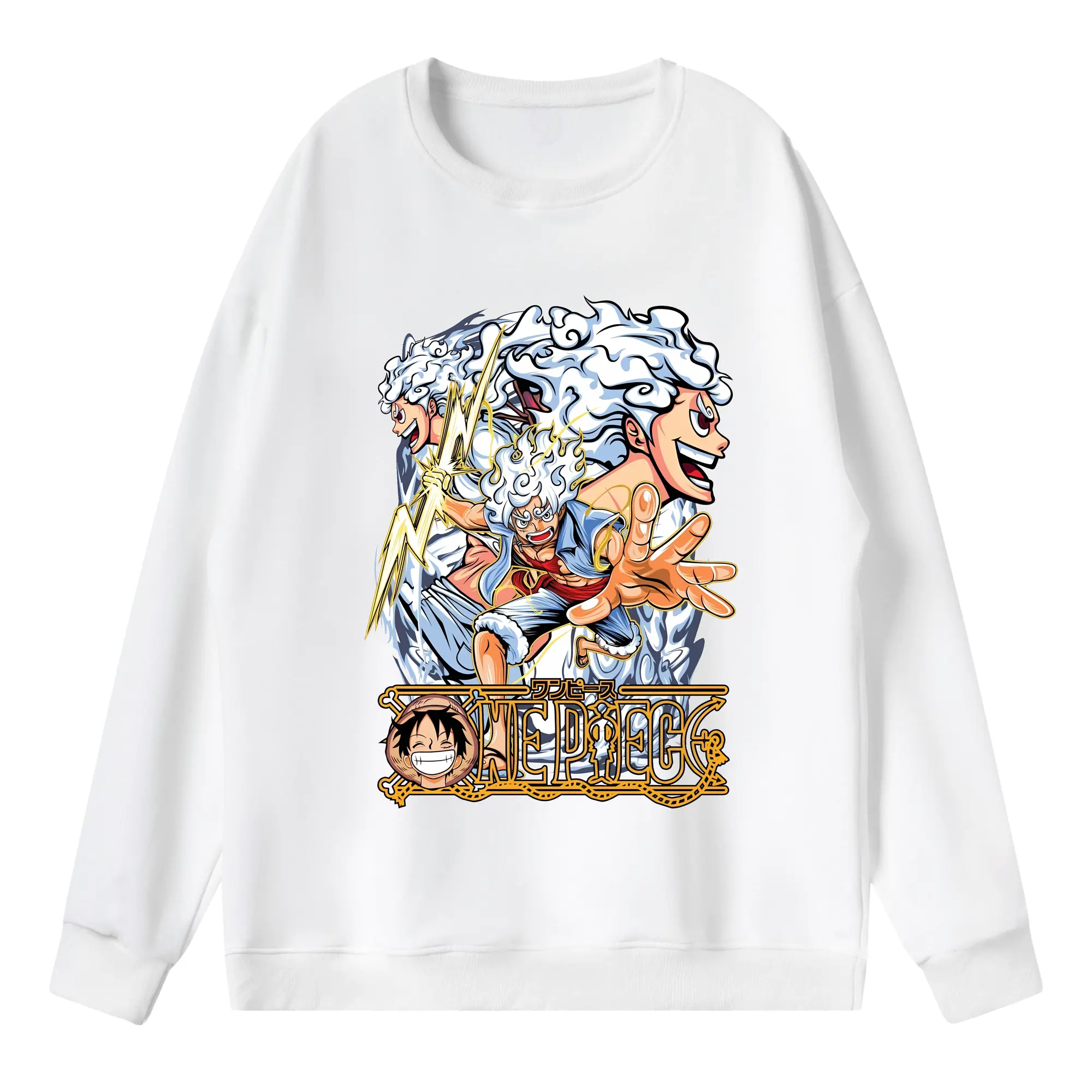 ワンピース グッズ モンキー・D・ルフィ - 薄手 クルーネック スウェット 裏毛260g · ポリエステル 春秋向け カジュアル 男女兼用 · トレーナー デイリー スポーツ 散歩に最適