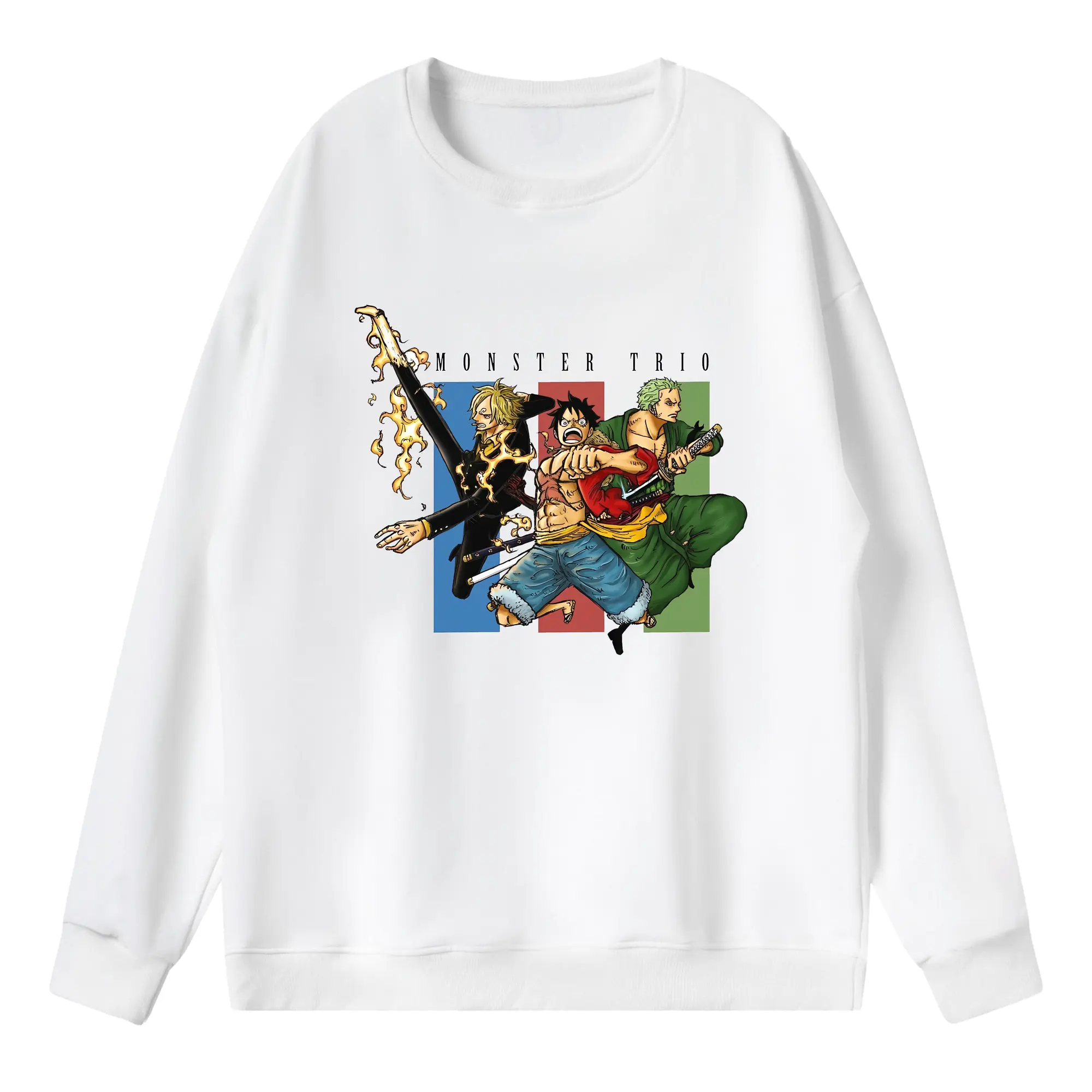 ワンピース グッズ モンキー・D・ルフィ - 薄手 クルーネック スウェット 裏毛260g · ポリエステル 春秋向け カジュアル 男女兼用 · トレーナー デイリー スポーツ 散歩に最適