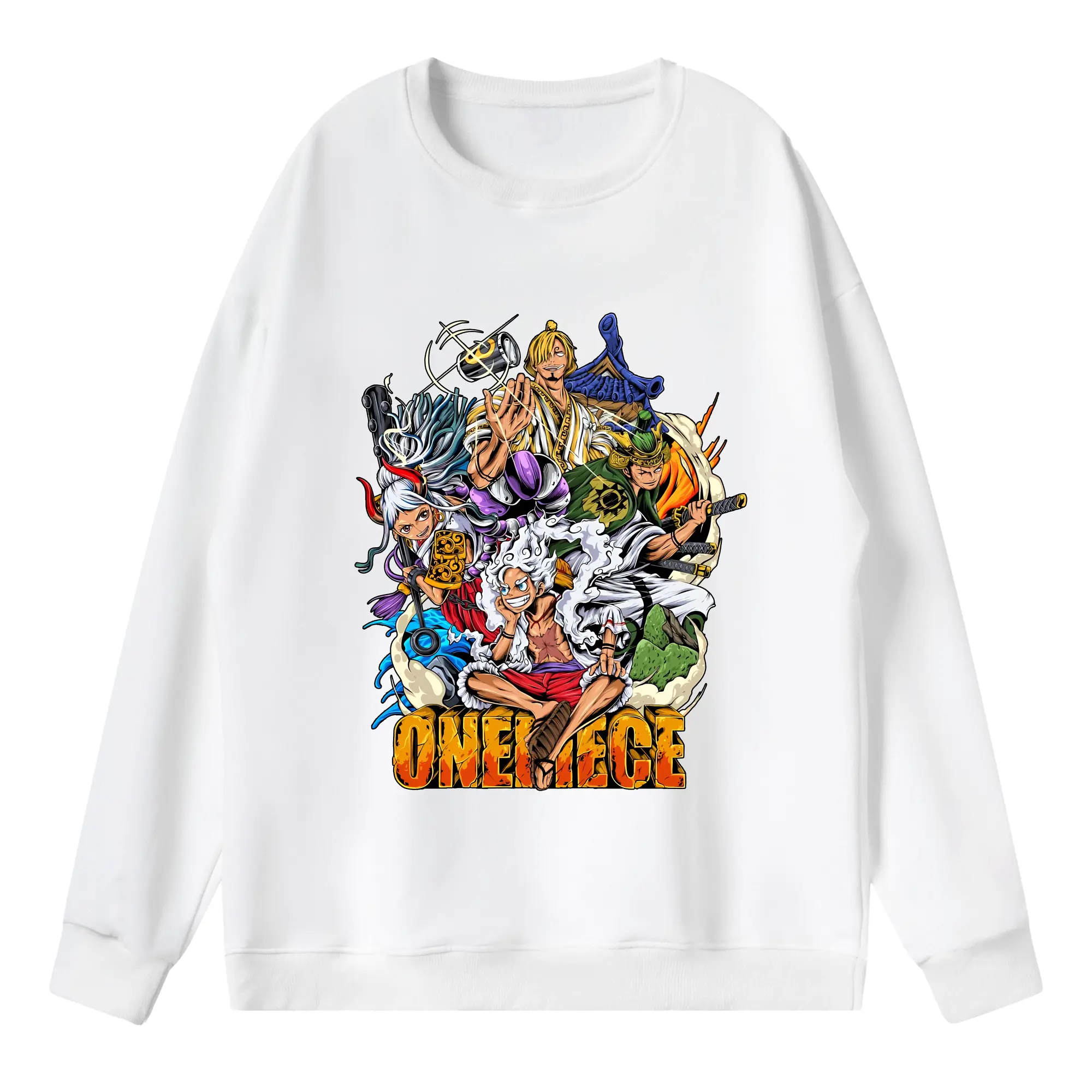 ワンピース グッズ モンキー・D・ルフィ - 薄手 クルーネック スウェット 裏毛260g · ポリエステル 春秋向け カジュアル 男女兼用 · トレーナー デイリー スポーツ 散歩に最適