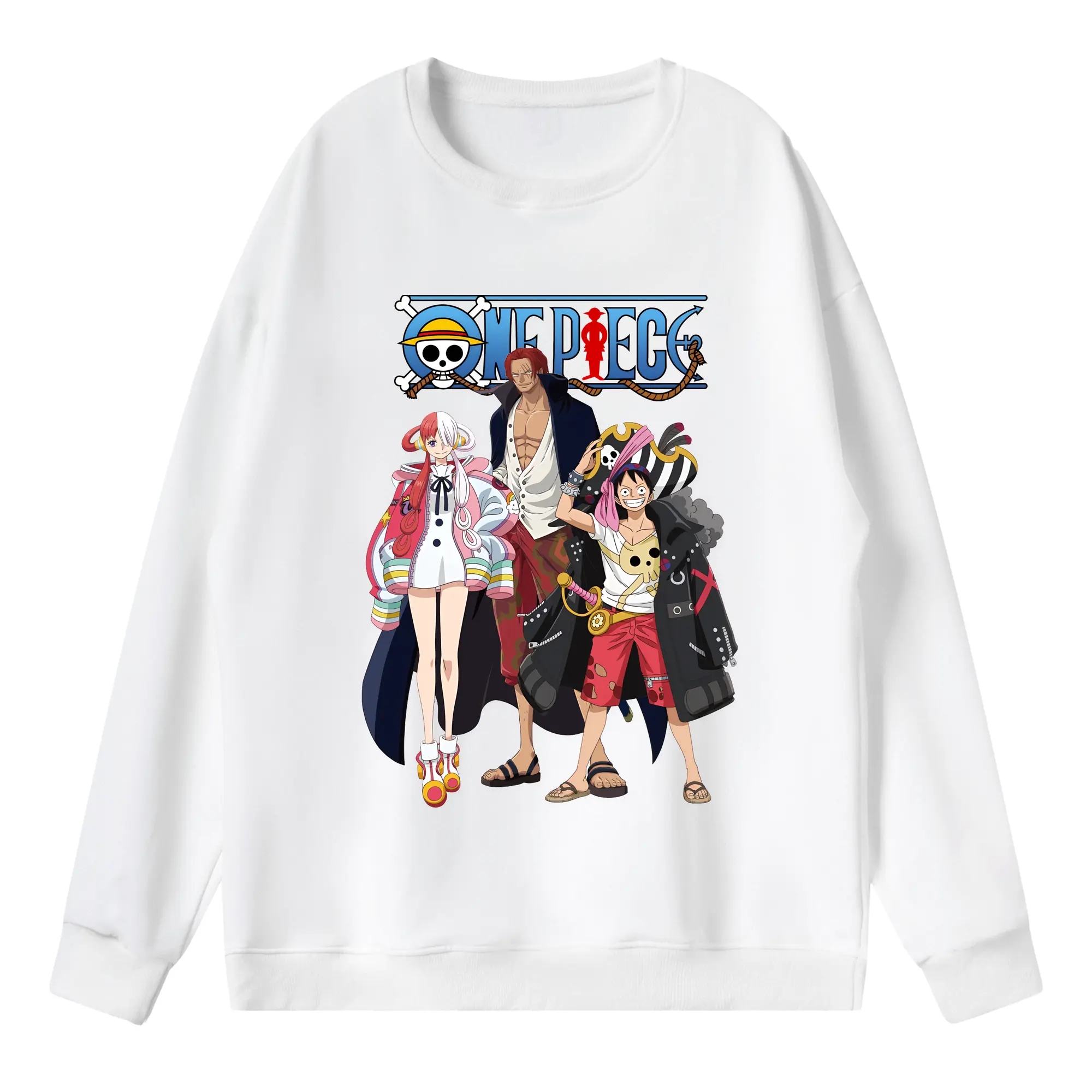 ワンピース グッズ モンキー・D・ルフィ - 薄手 クルーネック スウェット 裏毛260g · ポリエステル 春秋向け カジュアル 男女兼用 · トレーナー デイリー スポーツ 散歩に最適