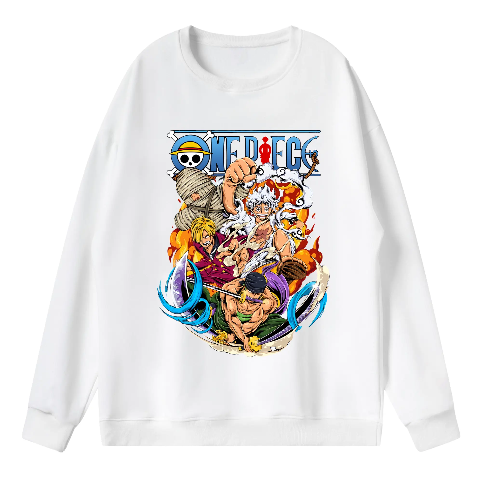 ワンピース グッズ モンキー・D・ルフィ - 薄手 クルーネック スウェット 裏毛260g · ポリエステル 春秋向け カジュアル 男女兼用 · トレーナー デイリー スポーツ 散歩に最適