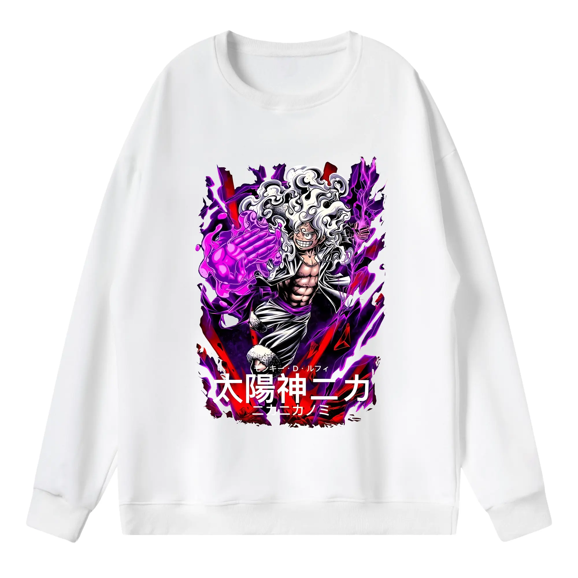 ワンピース グッズ モンキー・D・ルフィ - 薄手 クルーネック スウェット 裏毛260g · ポリエステル 春秋向け カジュアル 男女兼用 · トレーナー デイリー スポーツ 散歩に最適