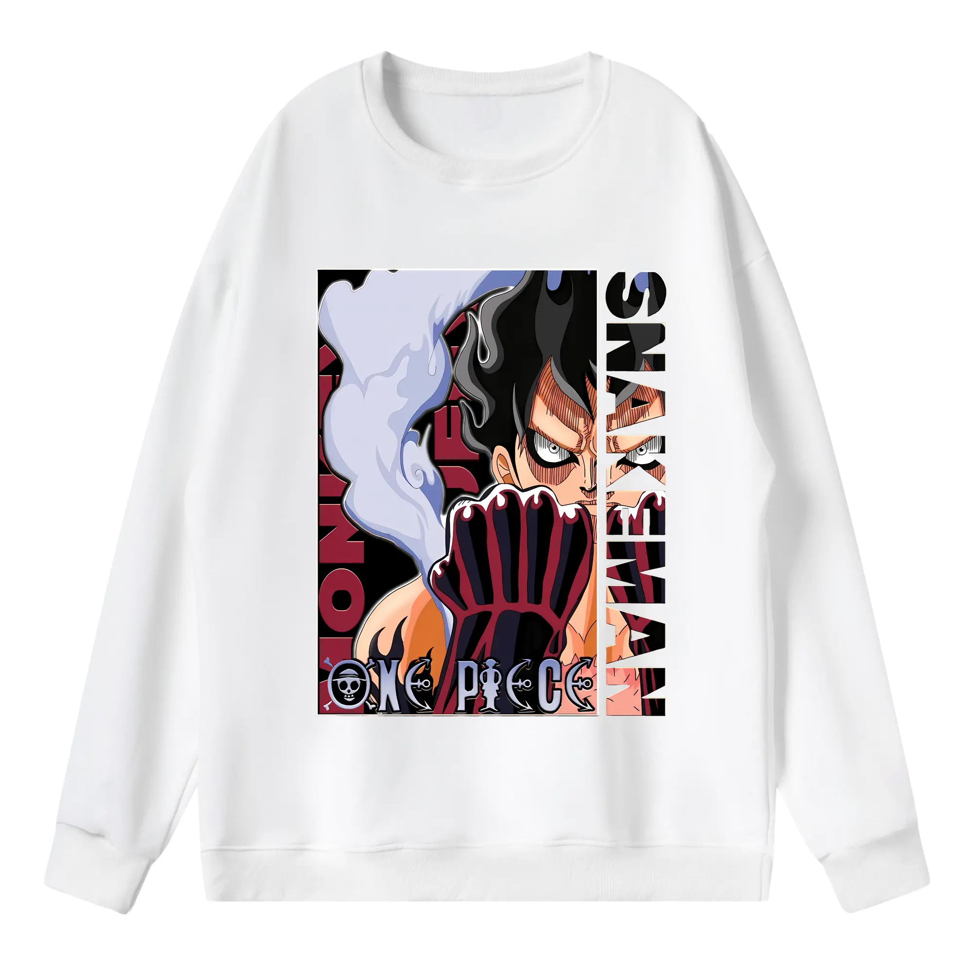 ワンピース グッズ モンキー・D・ルフィ - 薄手 クルーネック スウェット 裏毛260g · ポリエステル 春秋向け カジュアル 男女兼用 · トレーナー デイリー スポーツ 散歩に最適