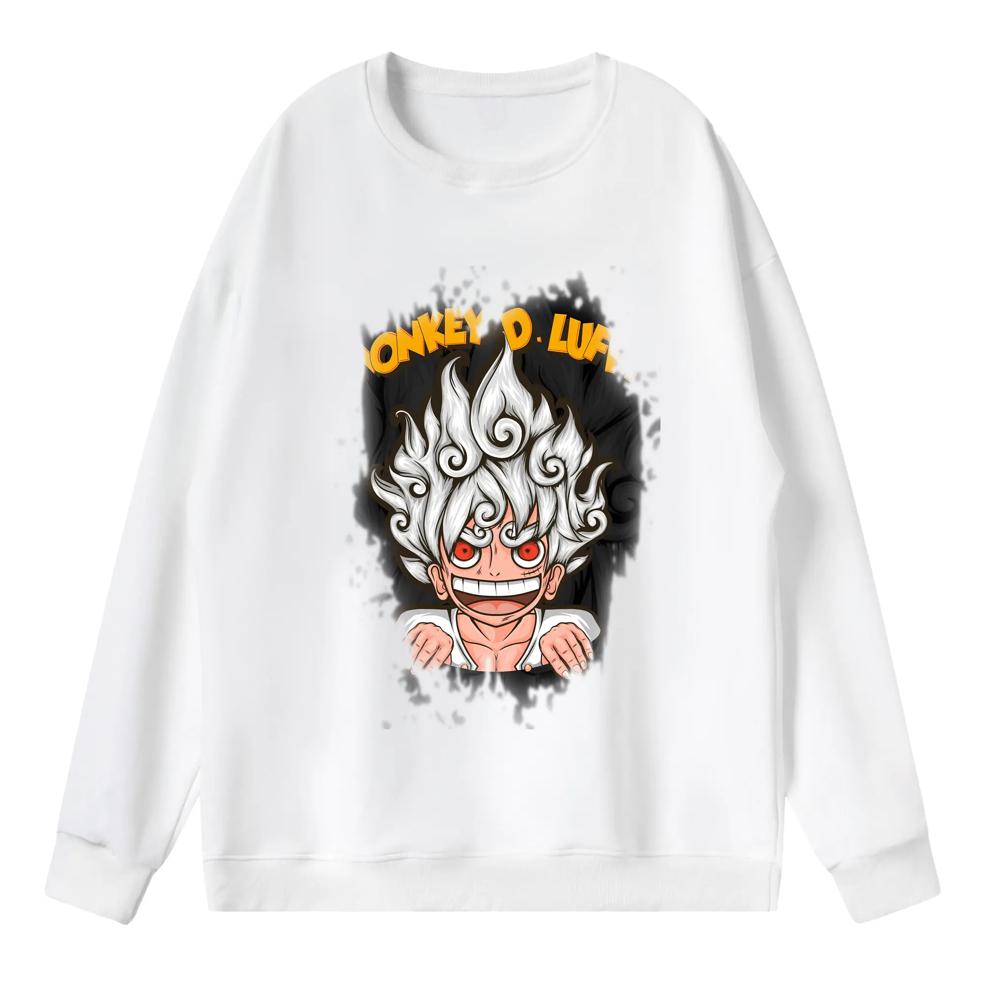 ワンピース グッズ モンキー・D・ルフィ - 薄手 クルーネック スウェット 裏毛260g · ポリエステル 春秋向け カジュアル 男女兼用 · トレーナー デイリー スポーツ 散歩に最適