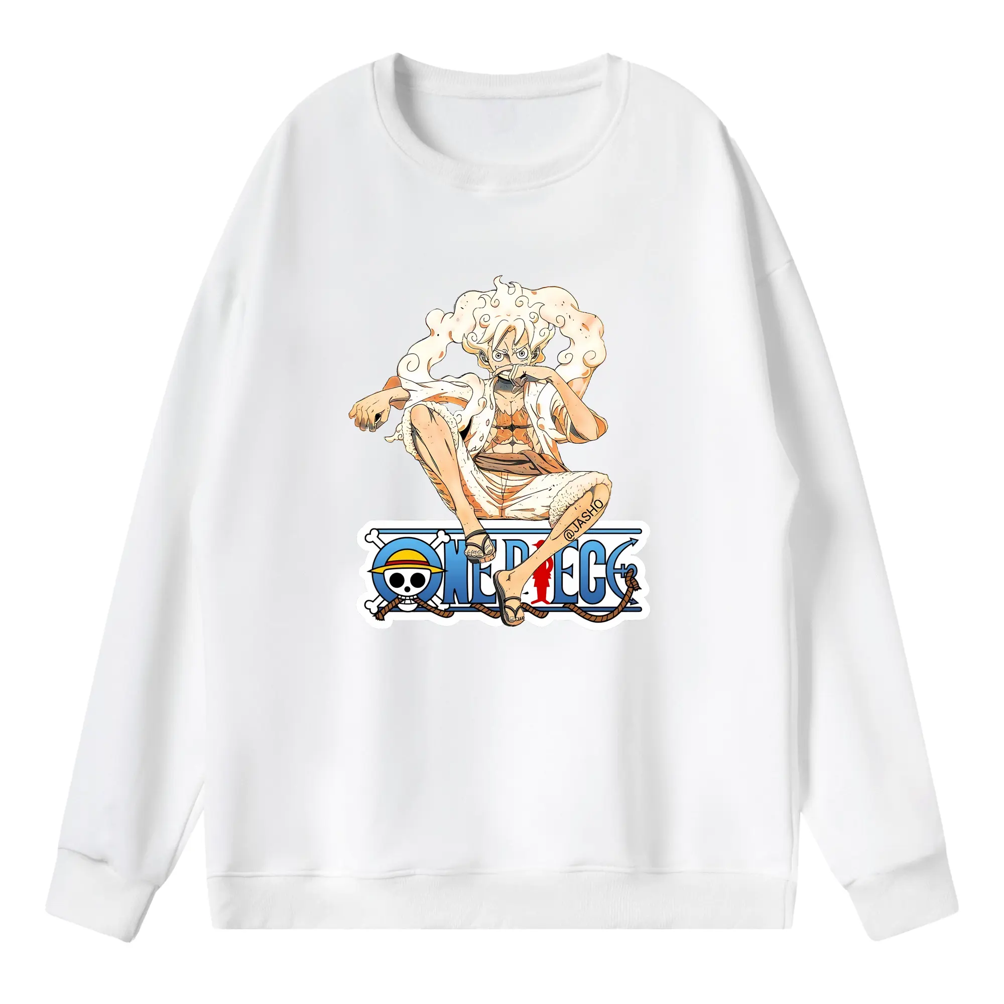 ワンピース グッズ モンキー・D・ルフィ - 薄手 クルーネック スウェット 裏毛260g · ポリエステル 春秋向け カジュアル 男女兼用 · トレーナー デイリー スポーツ 散歩に最適