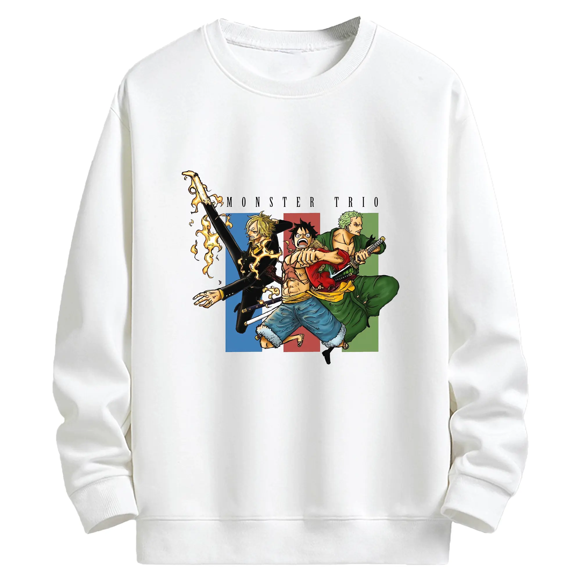 ワンピース グッズ モンキー・D・ルフィ - キッズ クルーネックスウェットシャツ ・ フロントプリント ・ 綿80％ ポリエステル20％ ・ 快適 通学 スポーツ 日常使い お散歩用