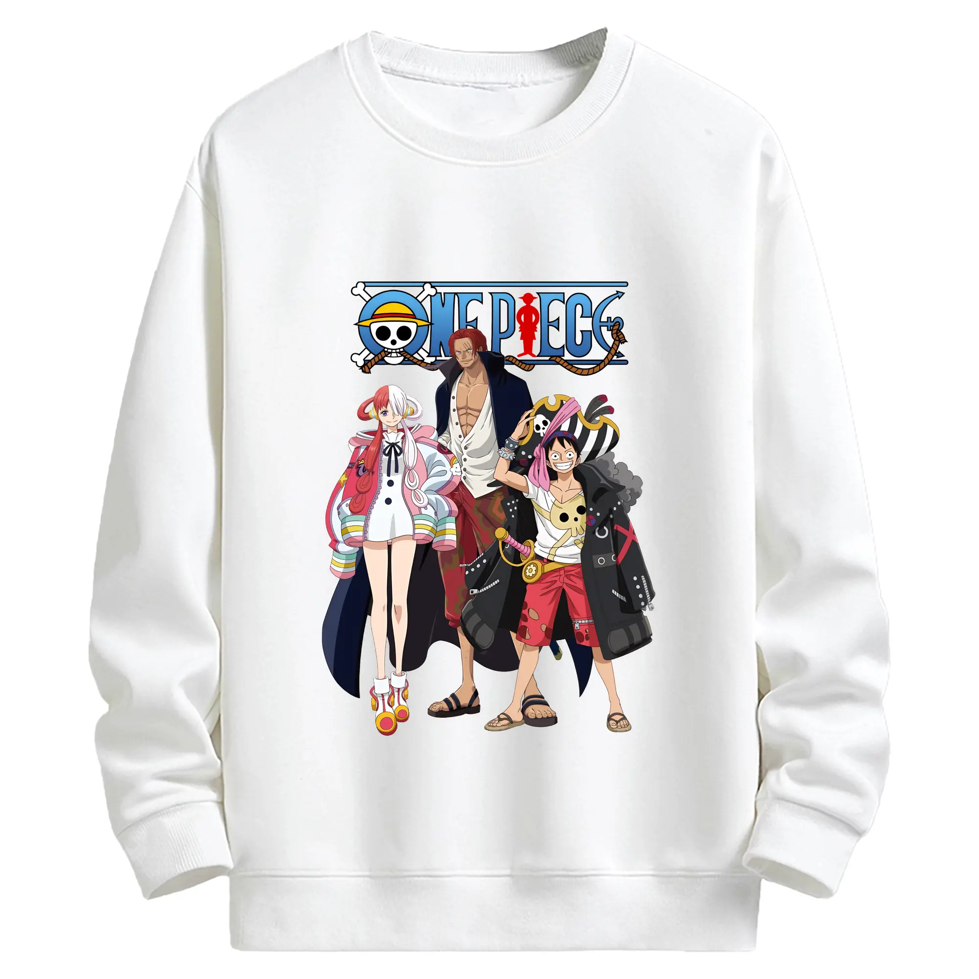 ワンピース グッズ モンキー・D・ルフィ - キッズ クルーネックスウェットシャツ ・ フロントプリント ・ 綿80％ ポリエステル20％ ・ 快適 通学 スポーツ 日常使い お散歩用